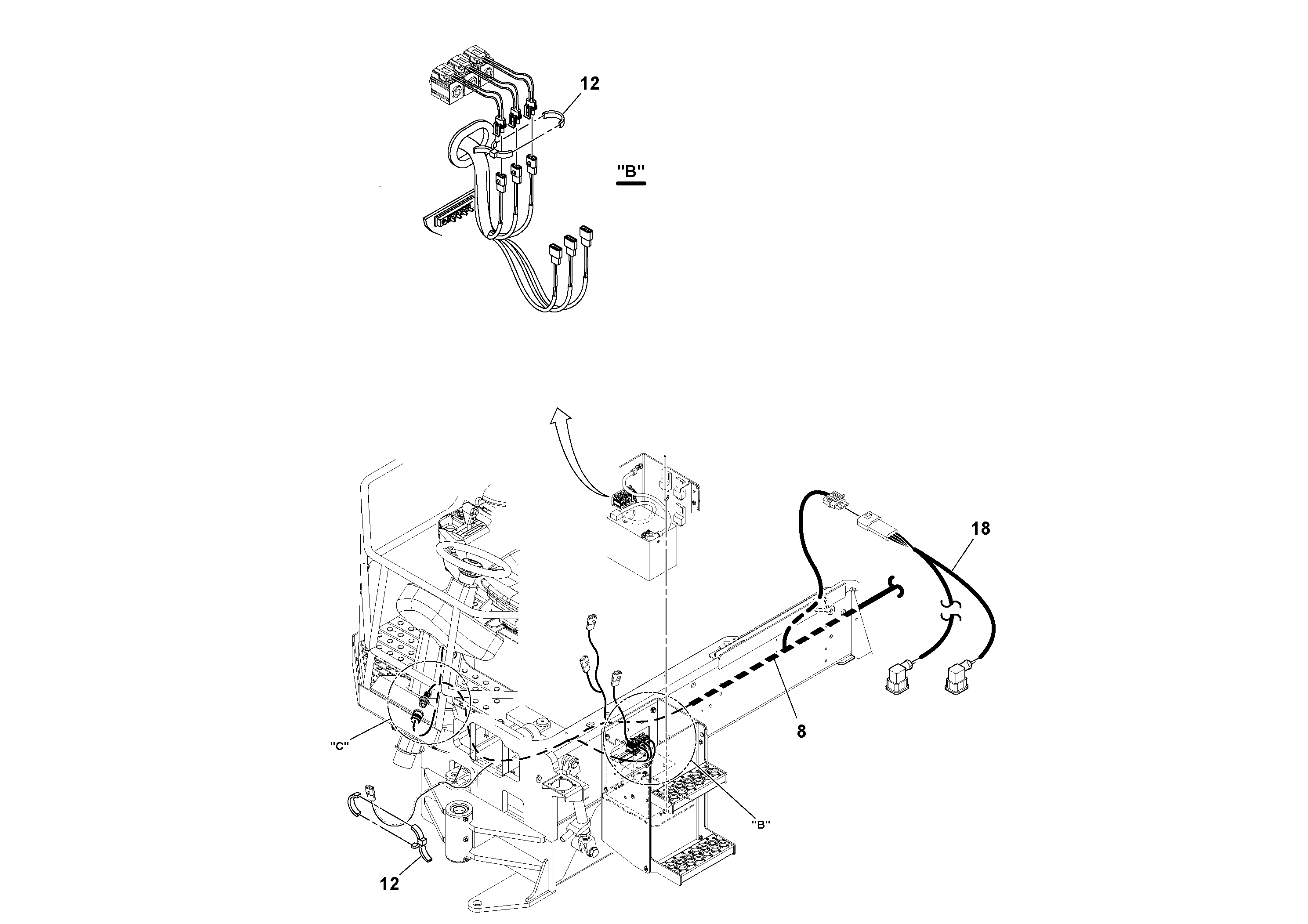Схема запчастей Volvo SD70D/SD70F/SD77DX/SD77F S/N 197387- - 91166 Cable Harness Installation 