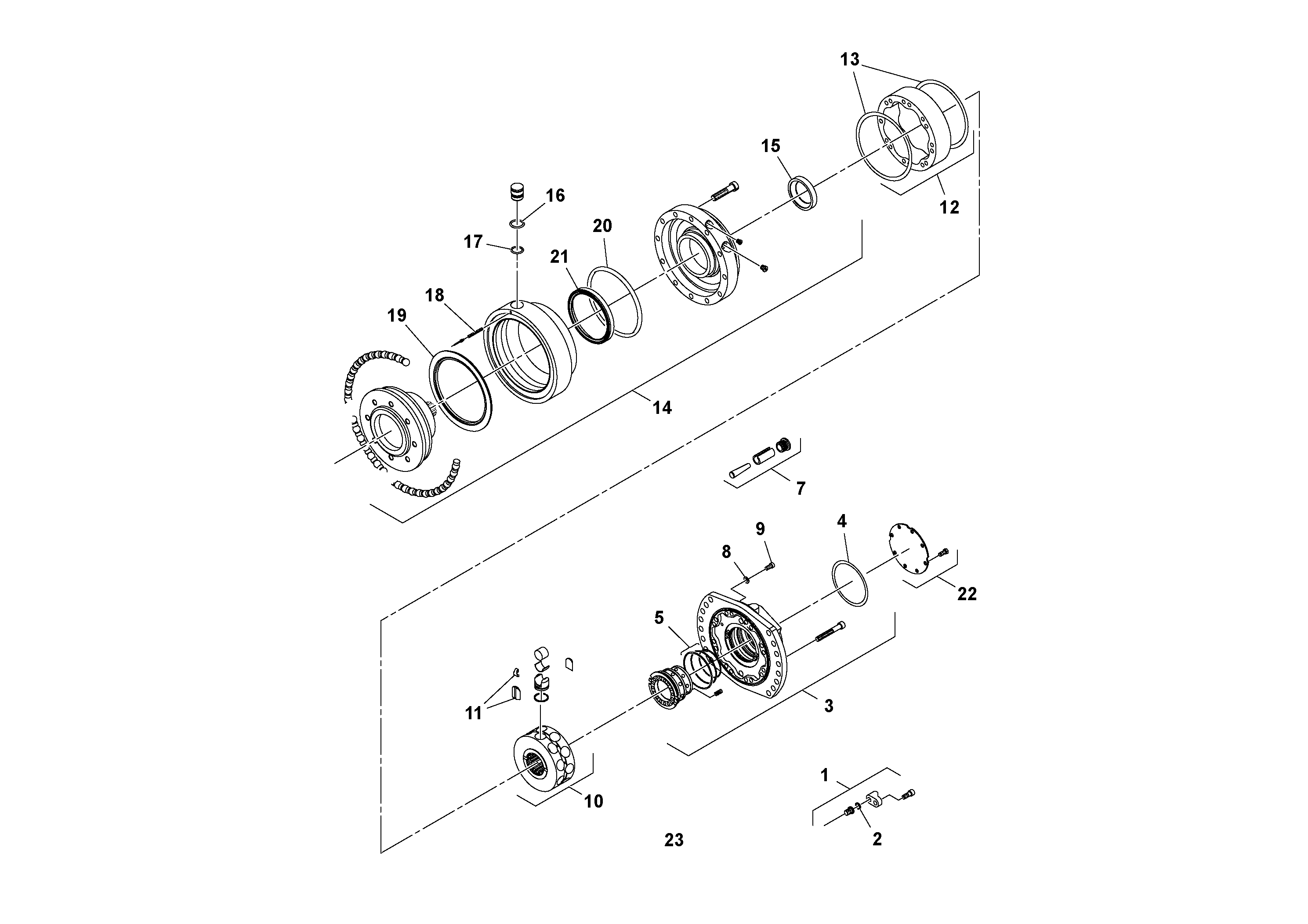 Схема запчастей Volvo SD100C S/N 198060 - - 73640 Drum Drive Motor w/o Brake 