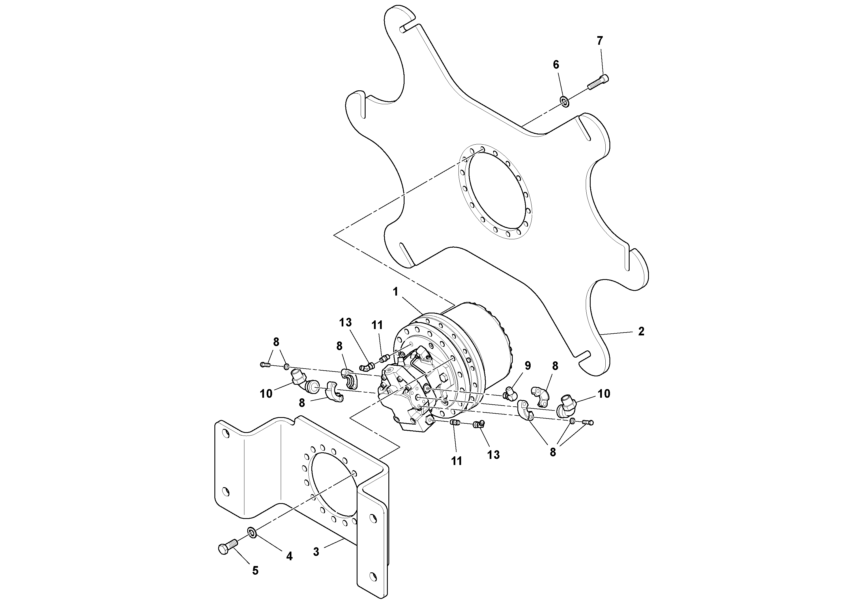 Схема запчастей Volvo SD100C S/N 198060 - - 85553 Drum Drive Assembly 