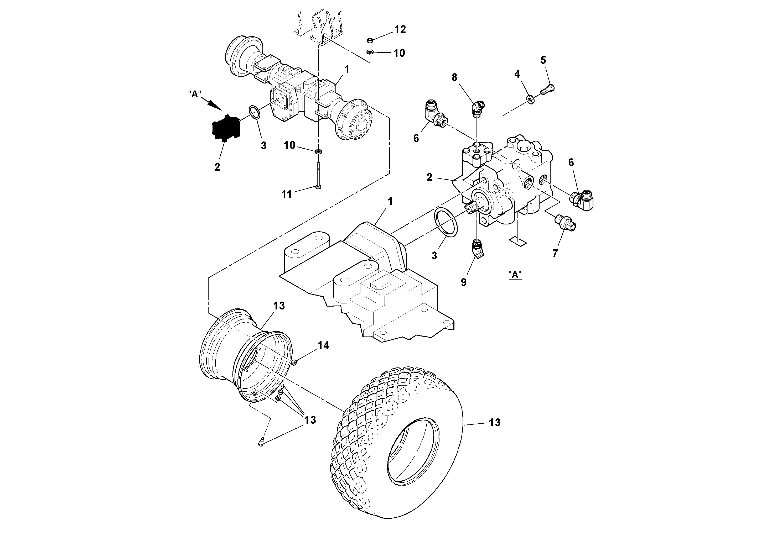 Схема запчастей Volvo SD100C S/N 198060 - - 106462 Axle And Wheel Installation 