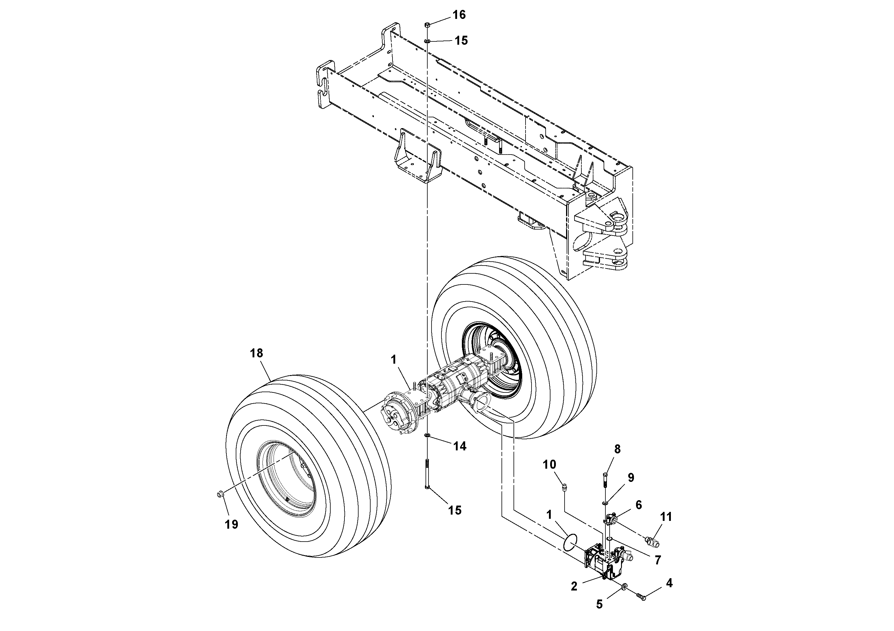 Схема запчастей Volvo SD100C S/N 198060 - - 84547 Axle And Wheel Installation 