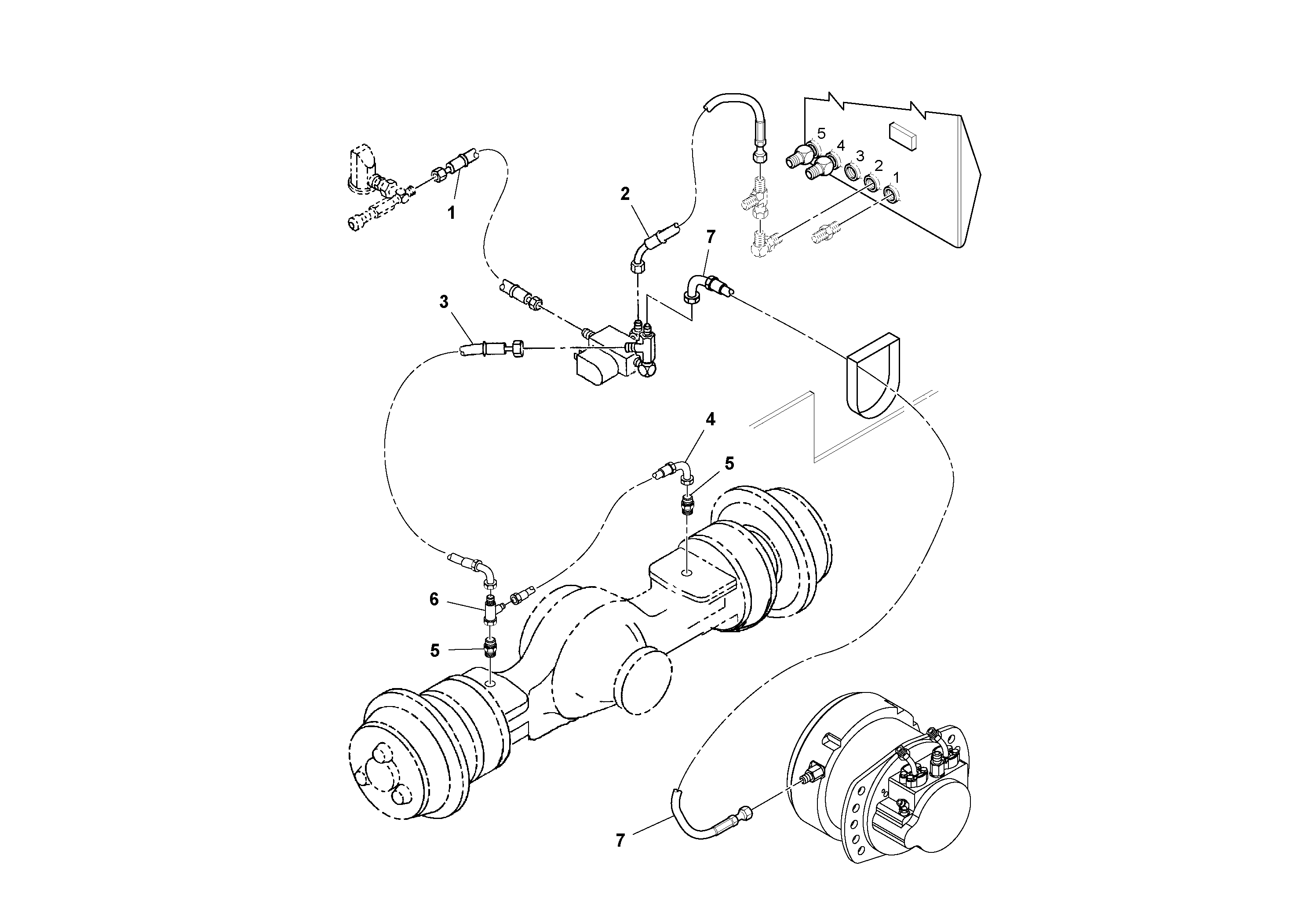 Схема запчастей Volvo SD100C S/N 198060 - - 68185 Brake Hoses Installation 