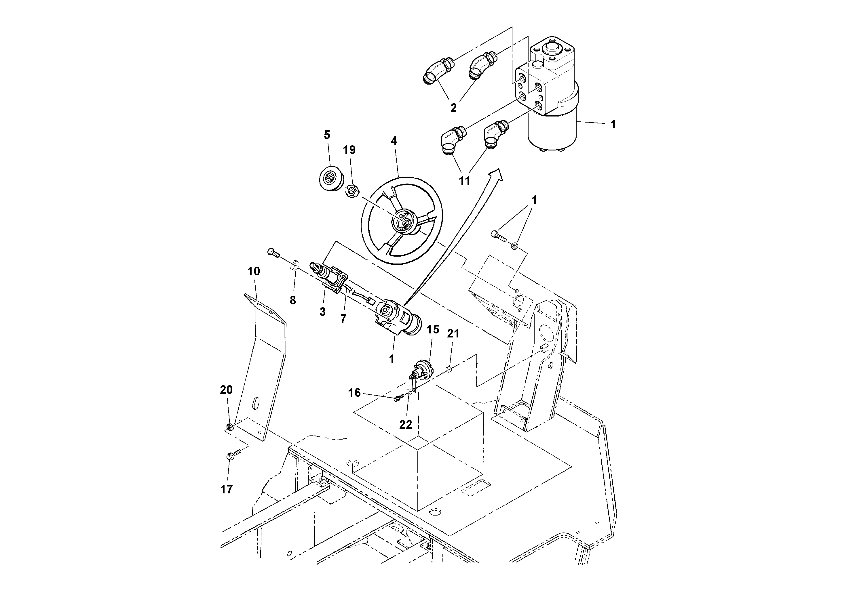 Схема запчастей Volvo SD100C S/N 198060 - - 71030 Steering and Horn Installation 
