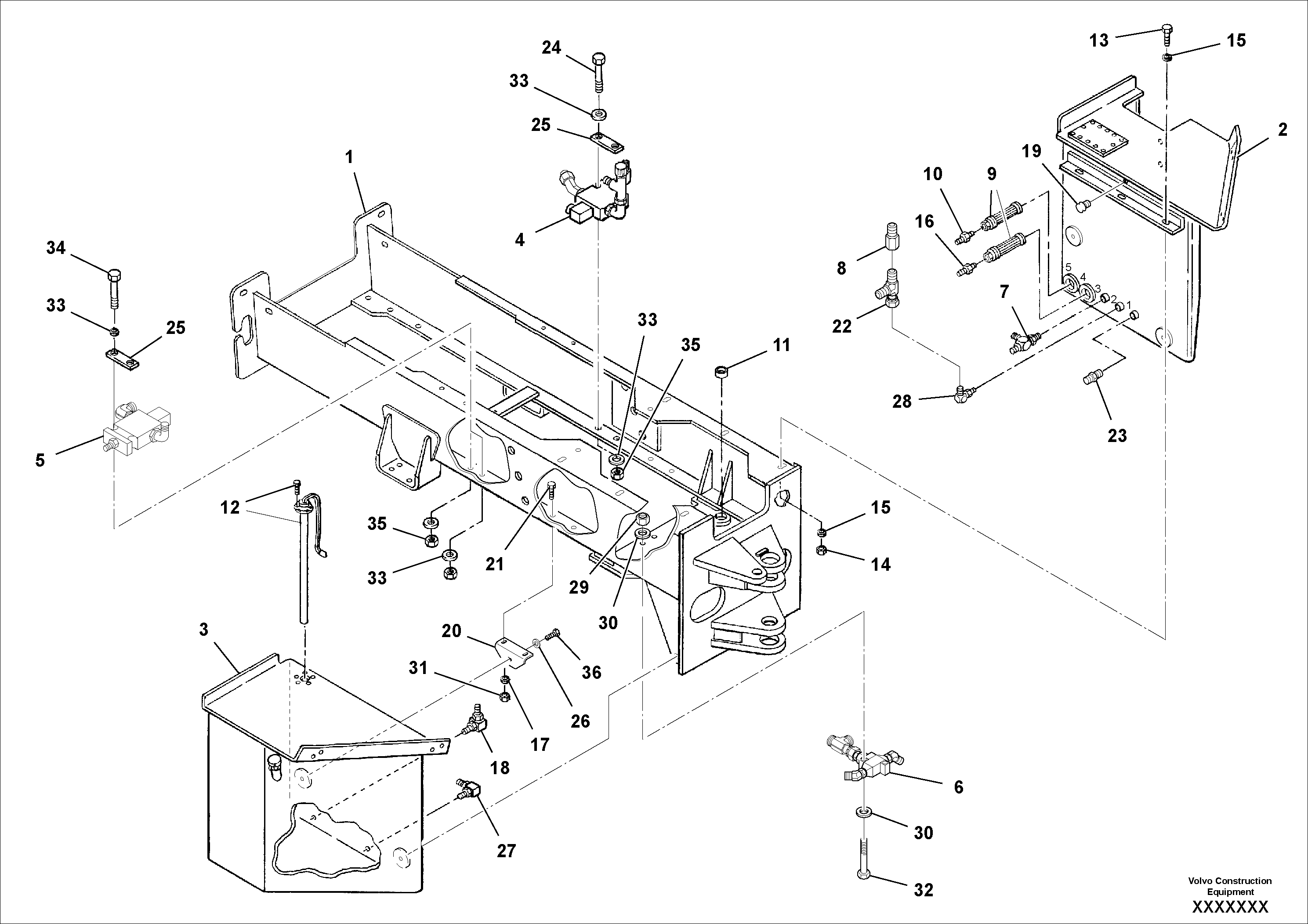 Схема запчастей Volvo SD100C S/N 198060 - - 70777 Main Frame Installation 