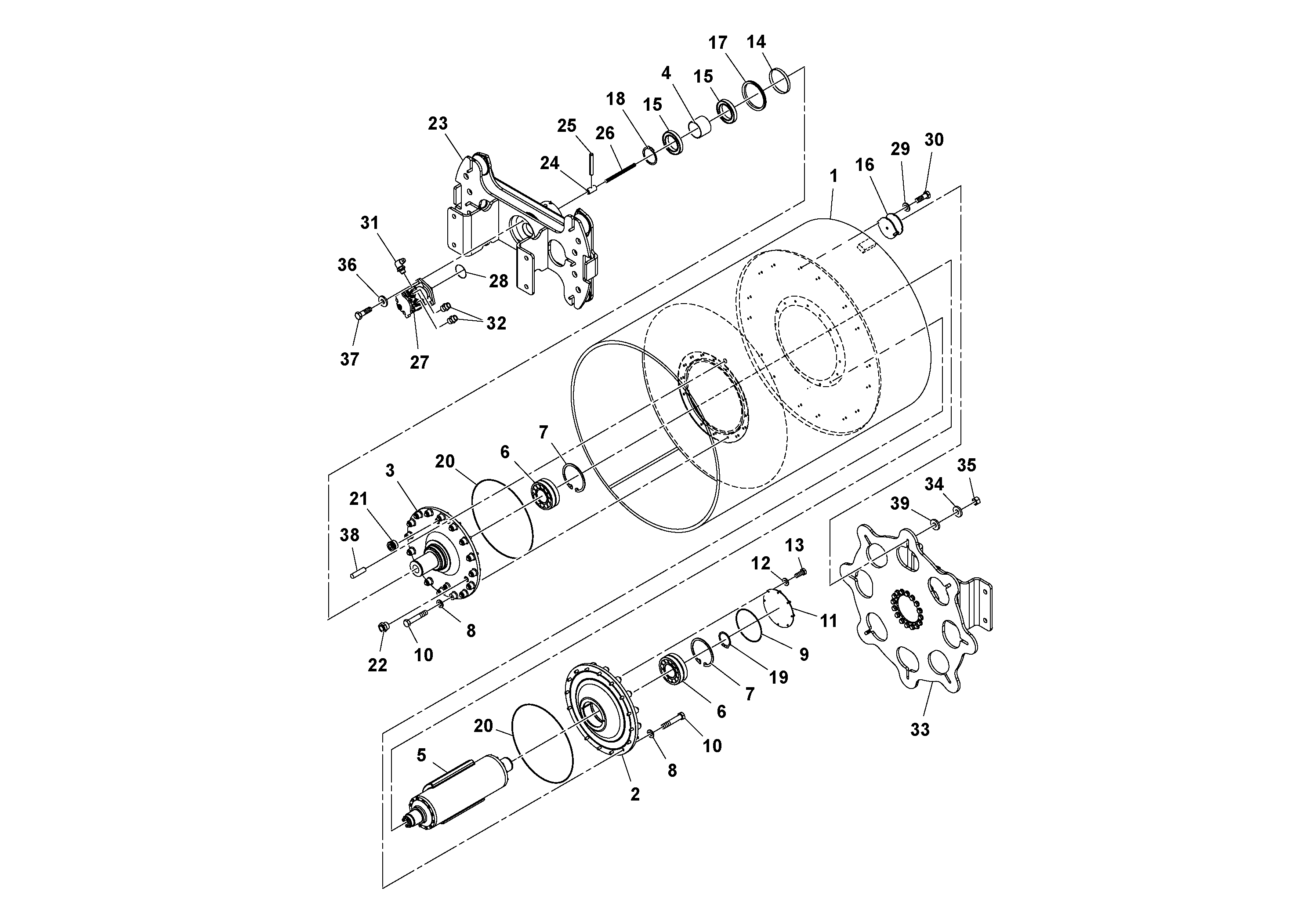Схема запчастей Volvo SD100C S/N 198060 - - 97094 Drum Assembly 