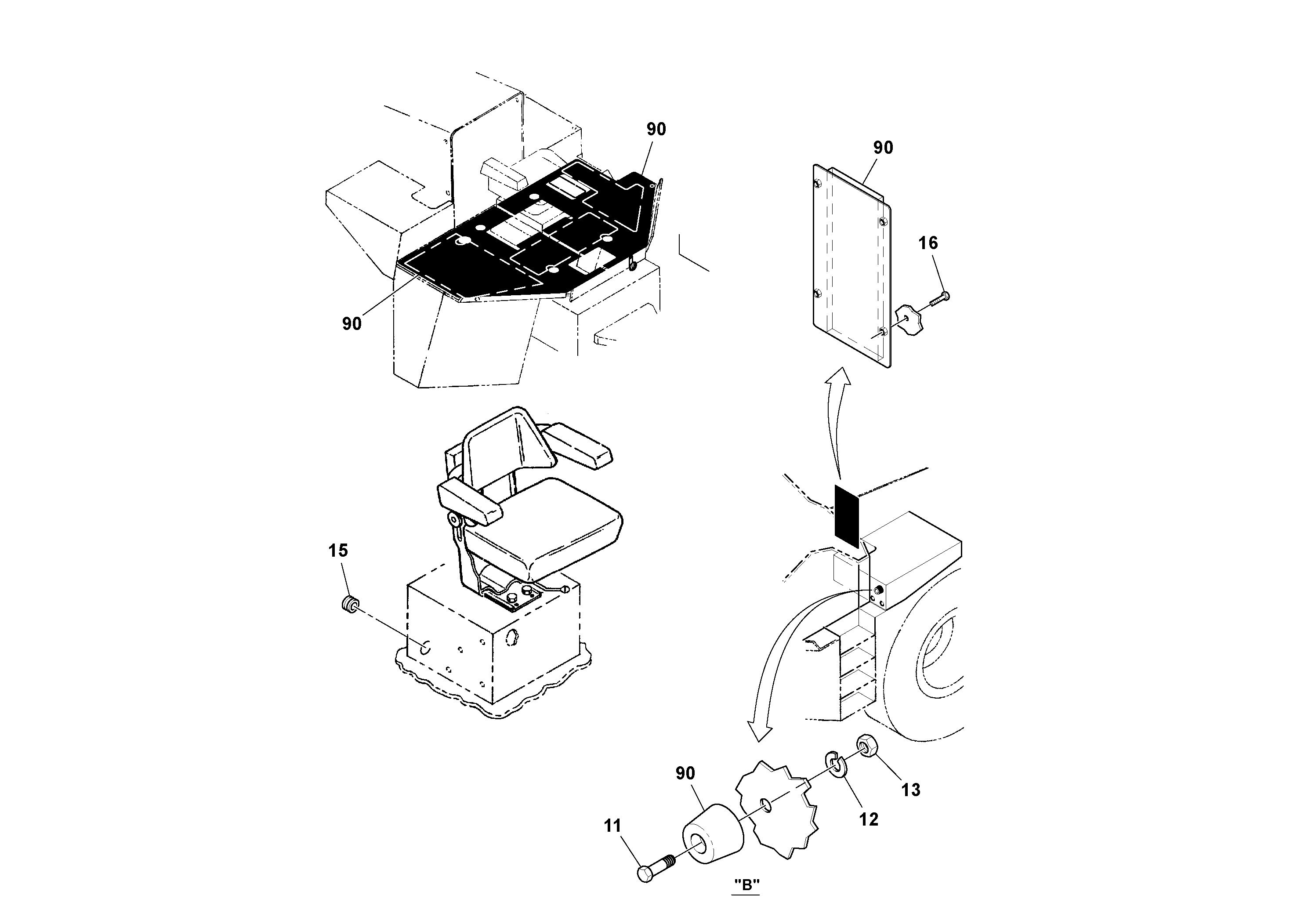 Схема запчастей Volvo SD100C S/N 198060 - - 47394 Cab Installation 