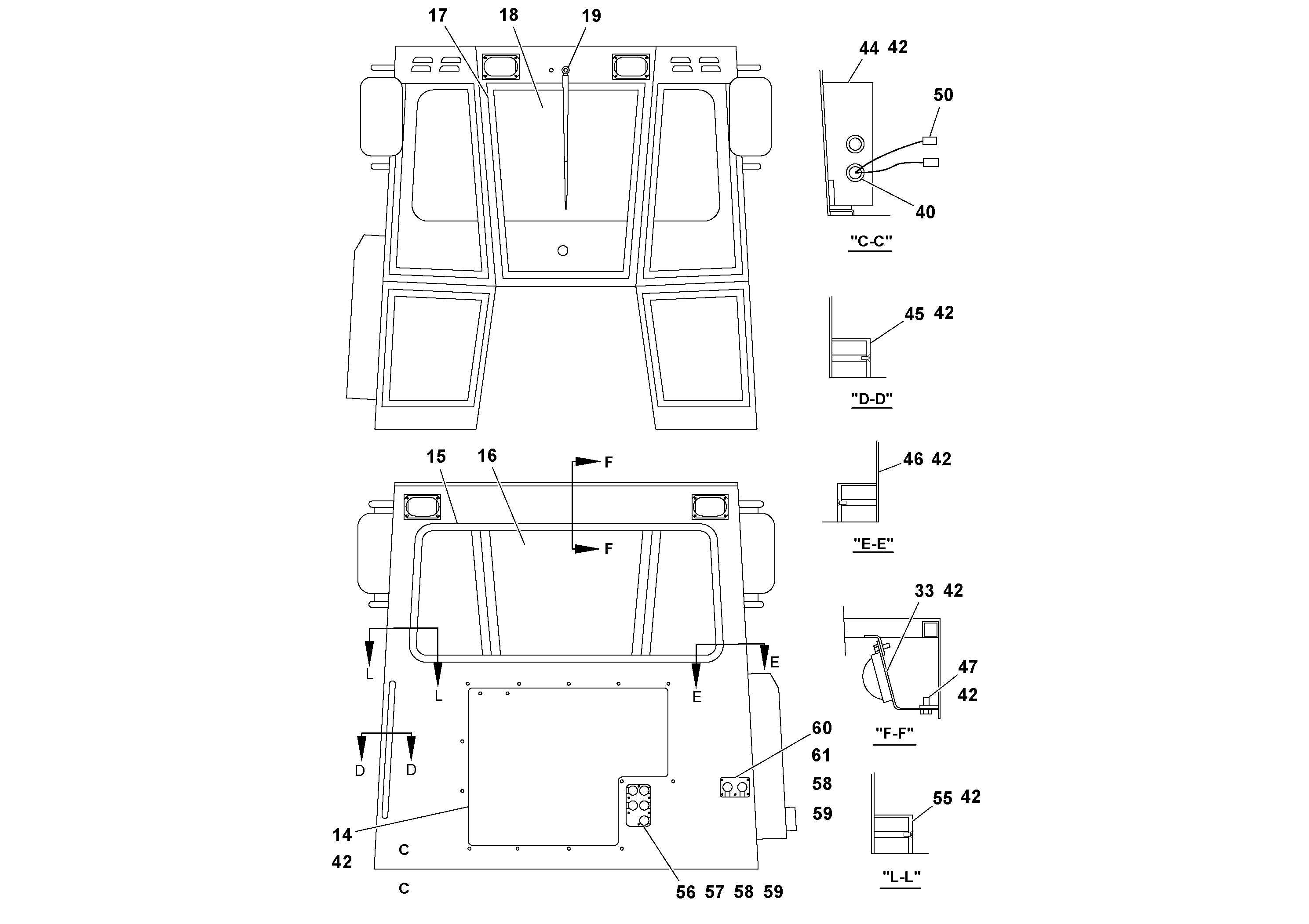 Схема запчастей Volvo SD100C S/N 198060 - - 47401 Cab Assembly 
