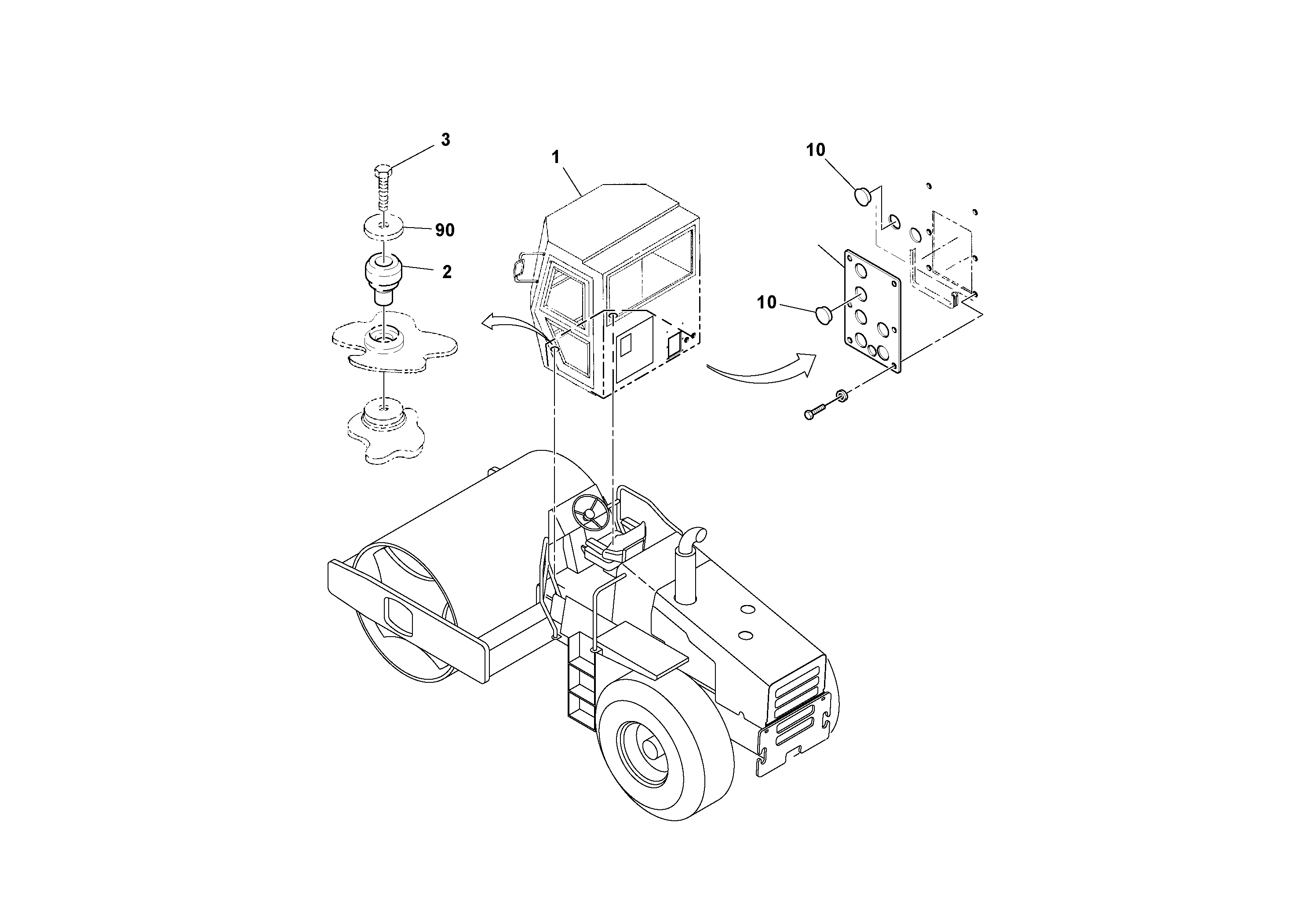 Схема запчастей Volvo SD100C S/N 198060 - - 67871 Cab Installation 