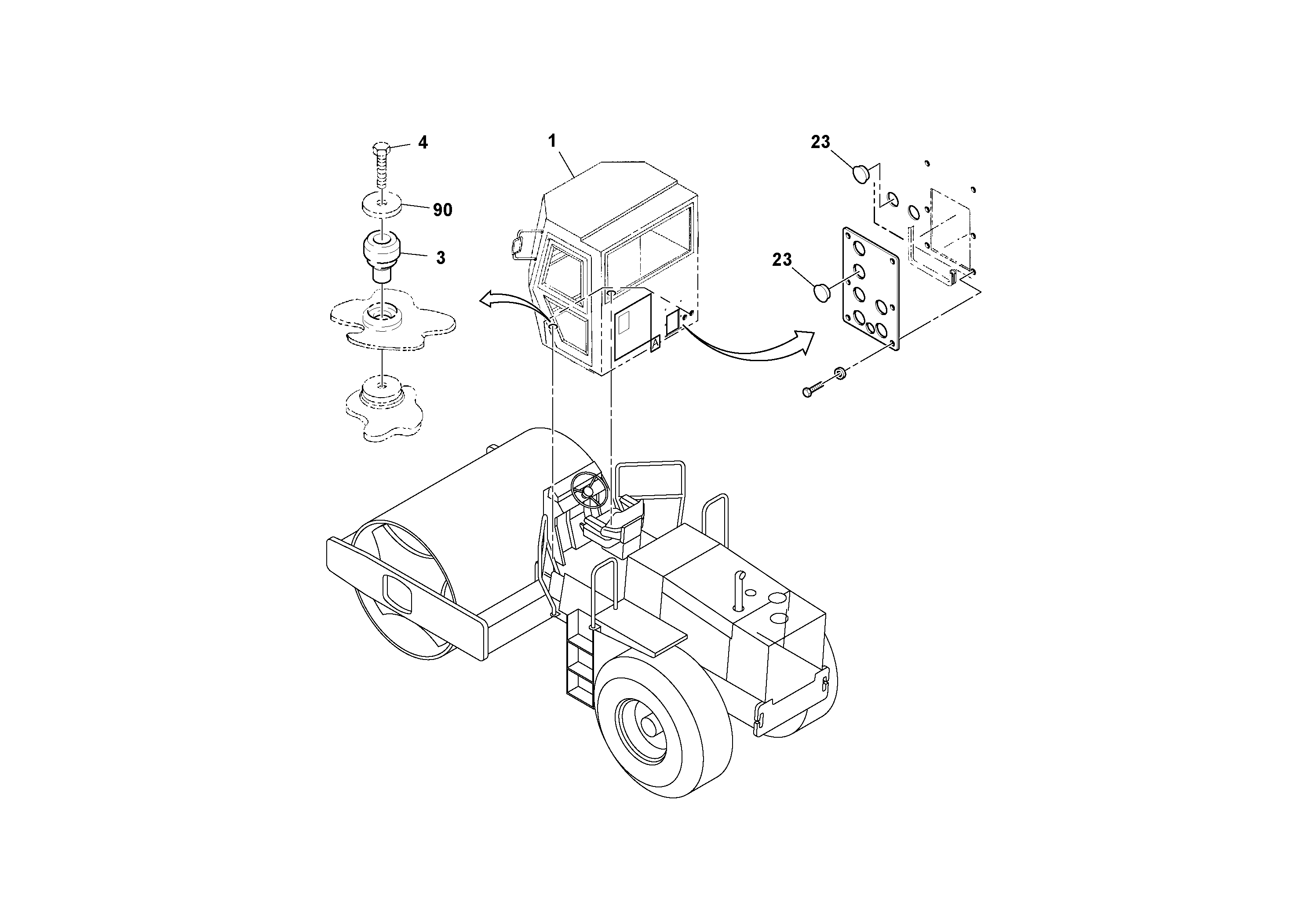 Схема запчастей Volvo SD100C S/N 198060 - - 75091 Cab Installation 