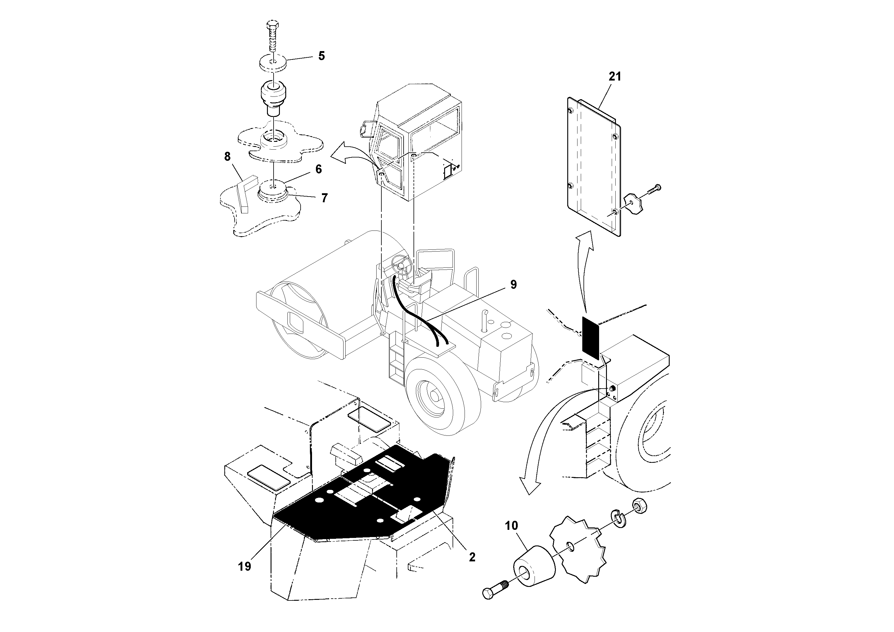 Схема запчастей Volvo SD100C S/N 198060 - - 75345 Cab Kit Assembly 