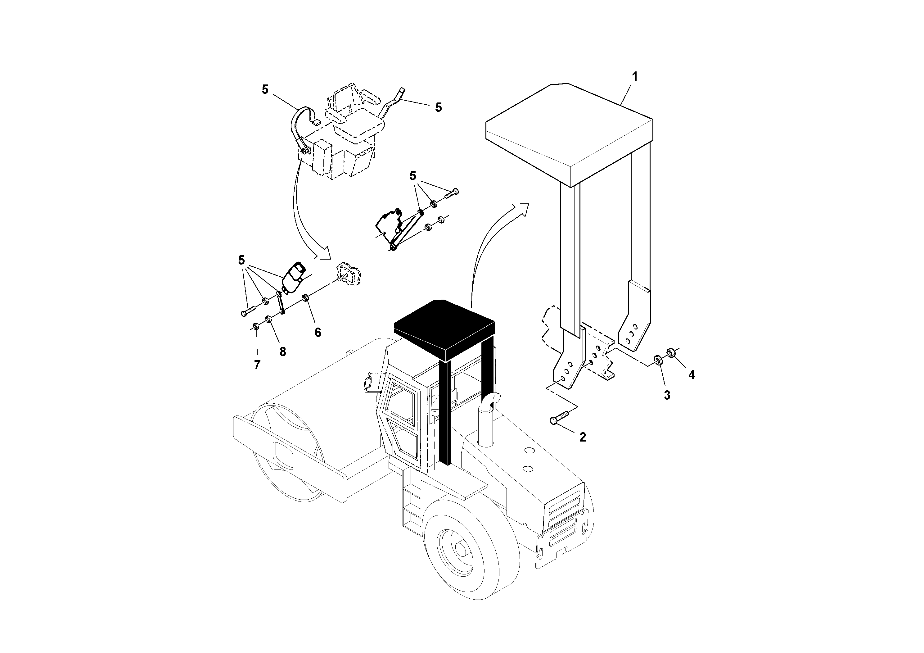 Схема запчастей Volvo SD100C S/N 198060 - - 68856 Cab ROPS Installation 