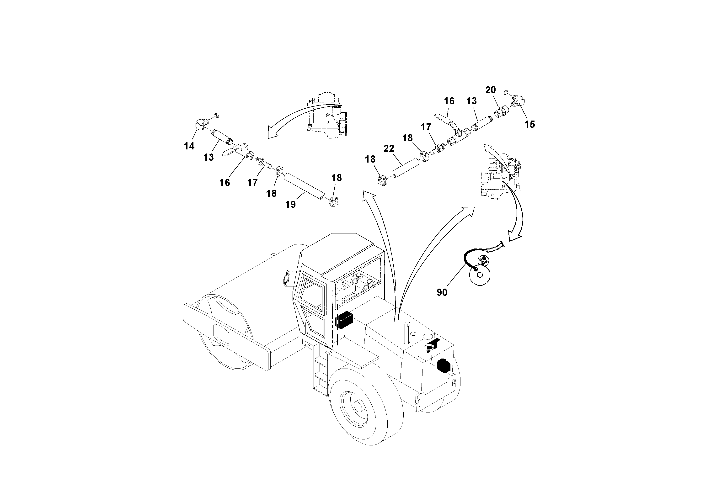 Схема запчастей Volvo SD100C S/N 198060 - - 51246 Cab Heater and A/C Installation 