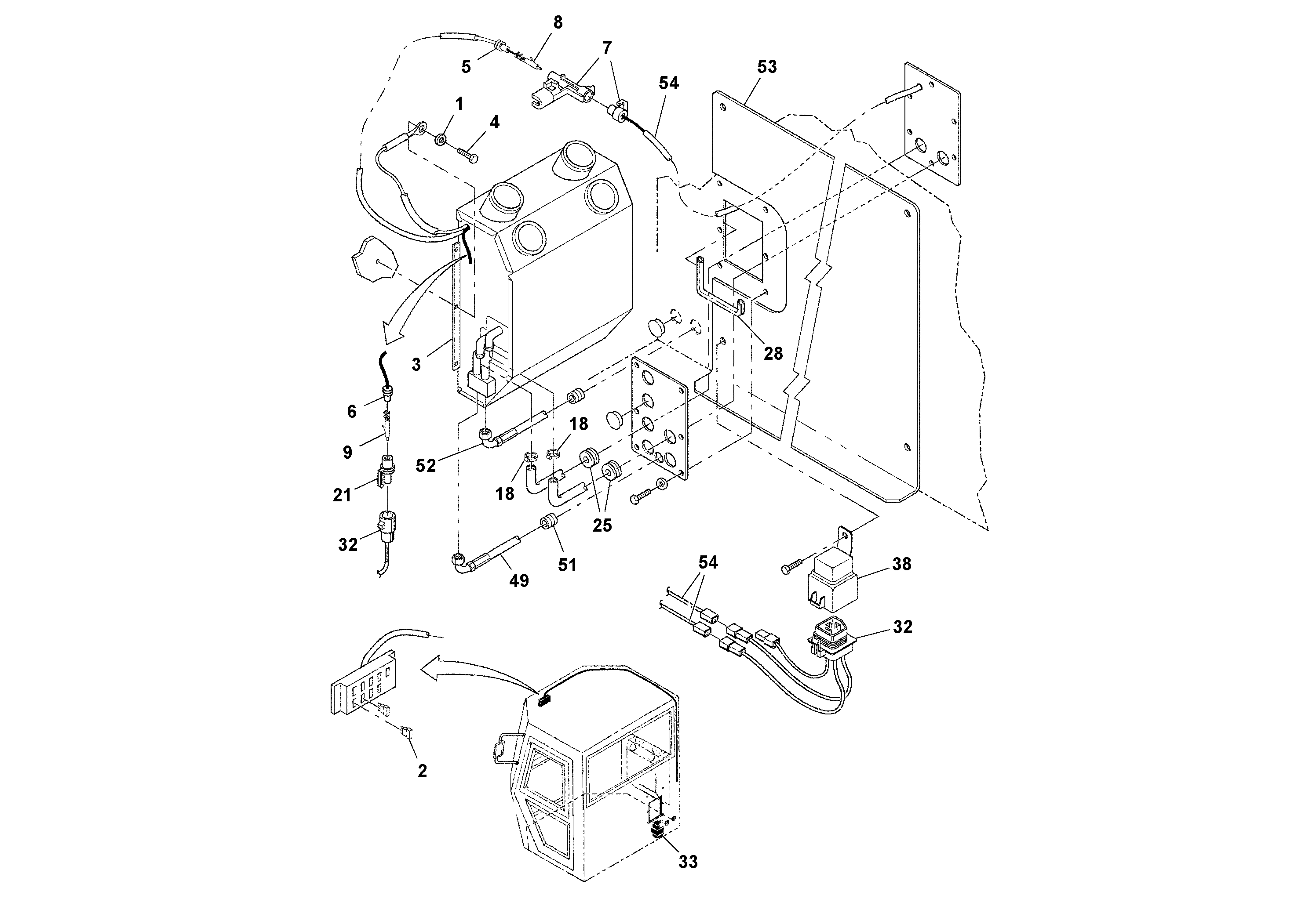 Схема запчастей Volvo SD100C S/N 198060 - - 70088 Cab Heater and A/C Installation 