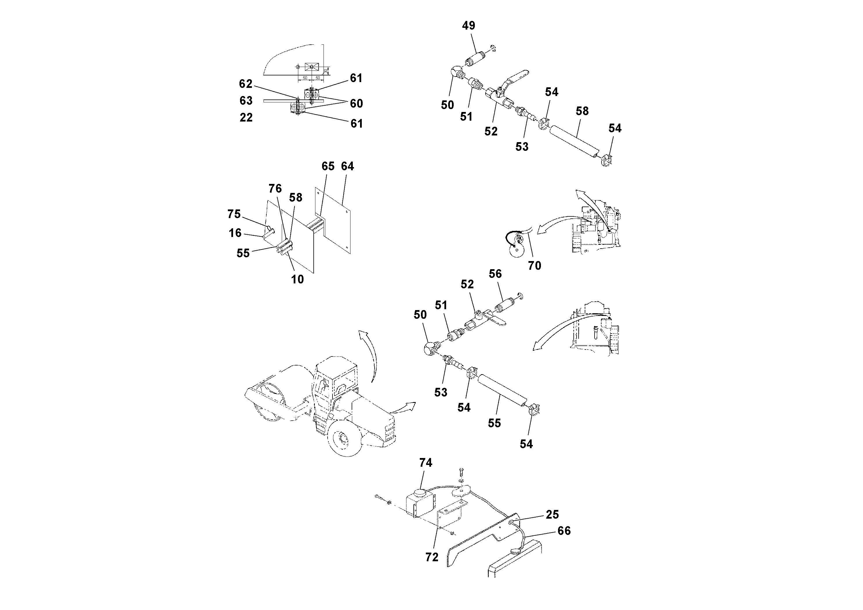 Схема запчастей Volvo SD100C S/N 198060 - - 74730 Cab Heater and A/C Installation 