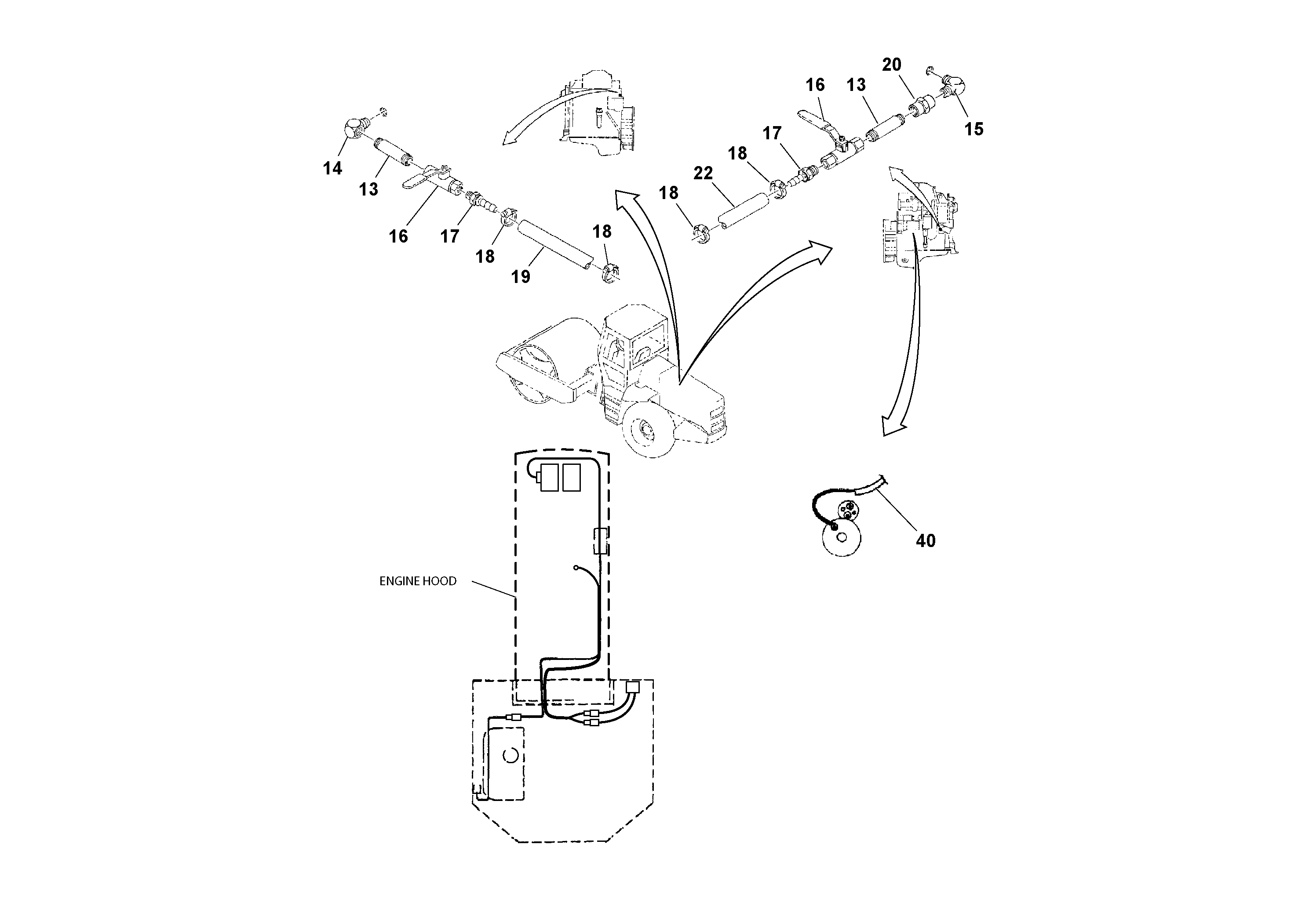 Схема запчастей Volvo SD100C S/N 198060 - - 54934 Cab Heater Installation 