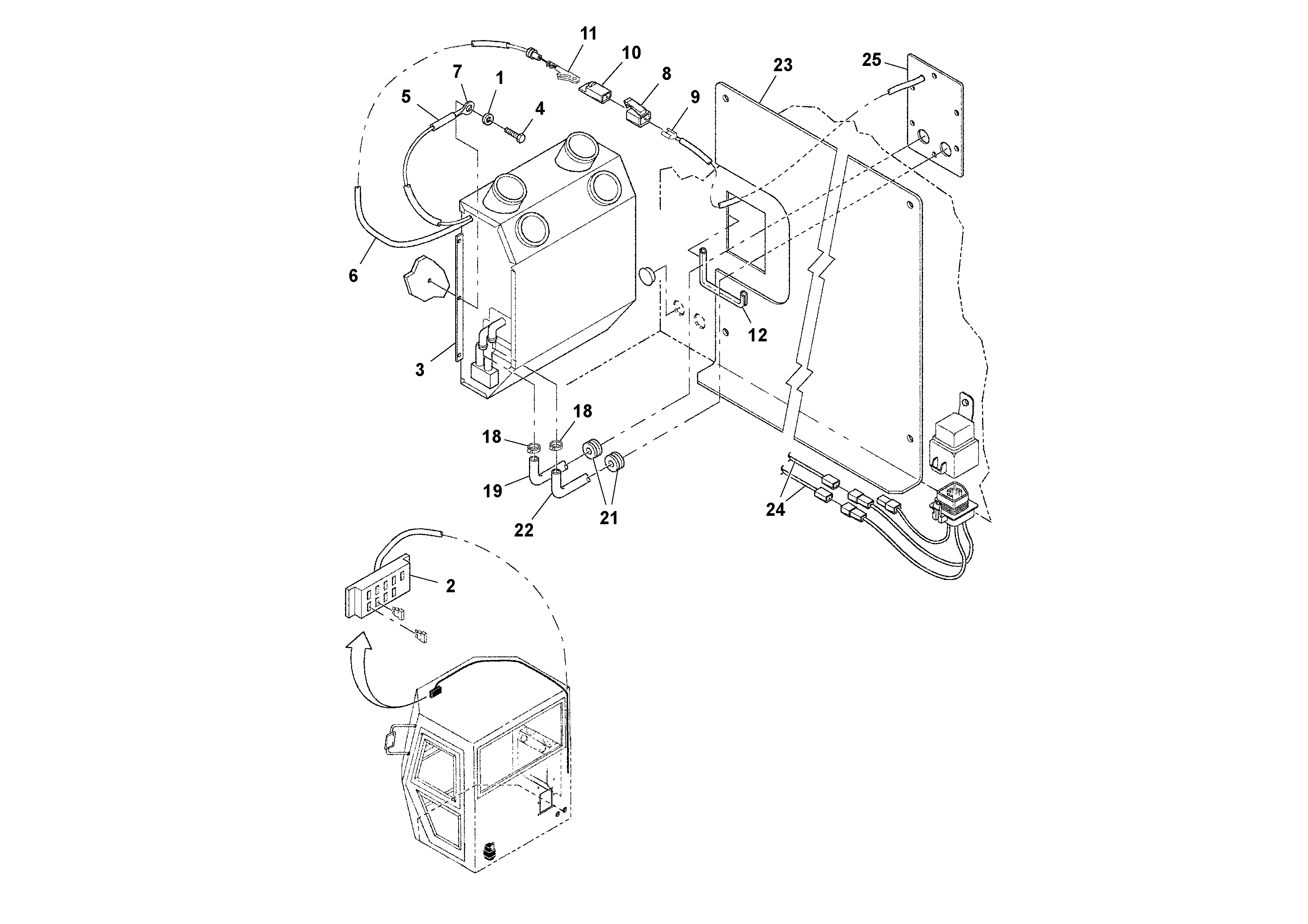 Схема запчастей Volvo SD100C S/N 198060 - - 83409 Cab Heater Installation 
