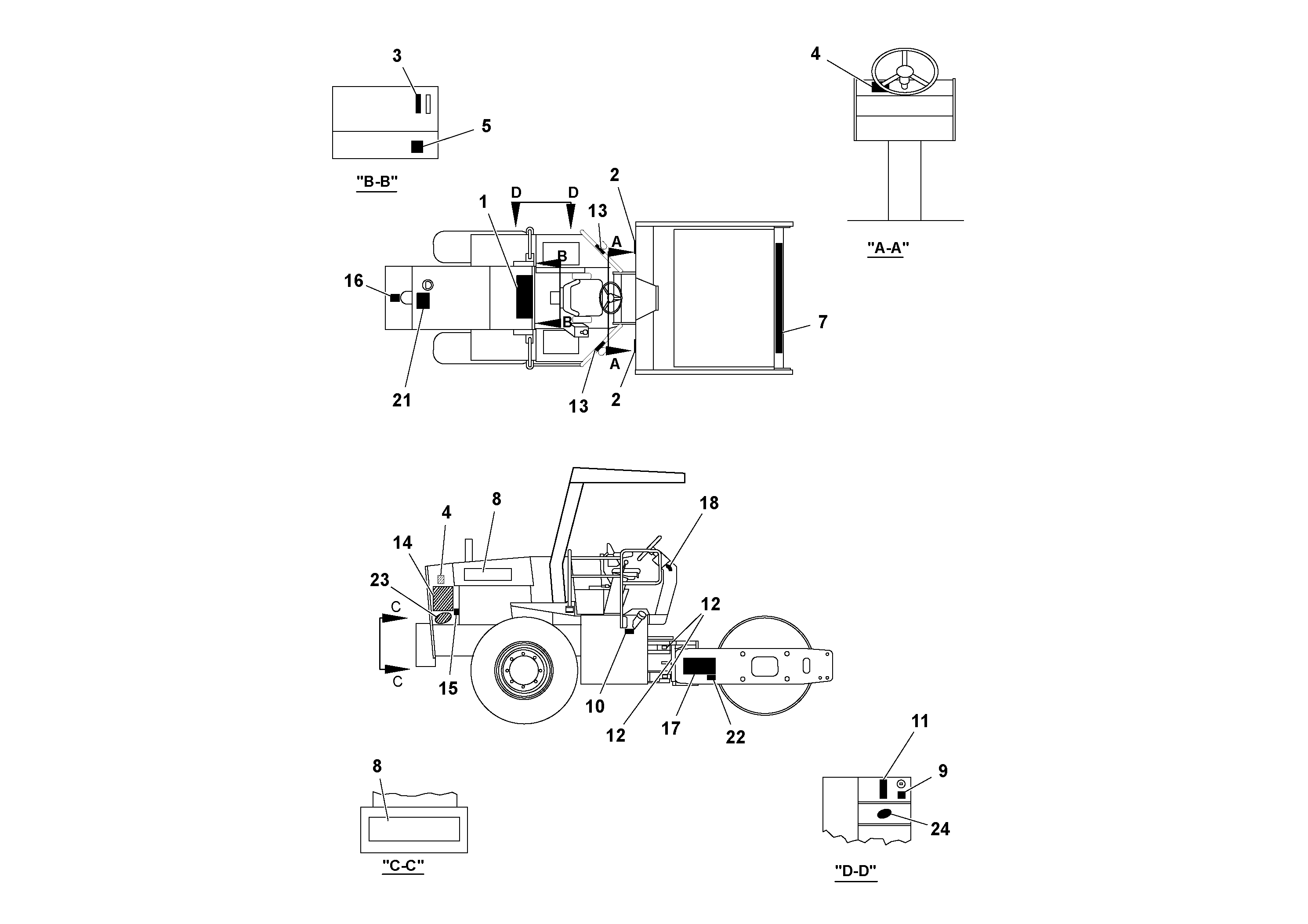 Схема запчастей Volvo SD100C S/N 198060 - - 92634 Decal Installation 