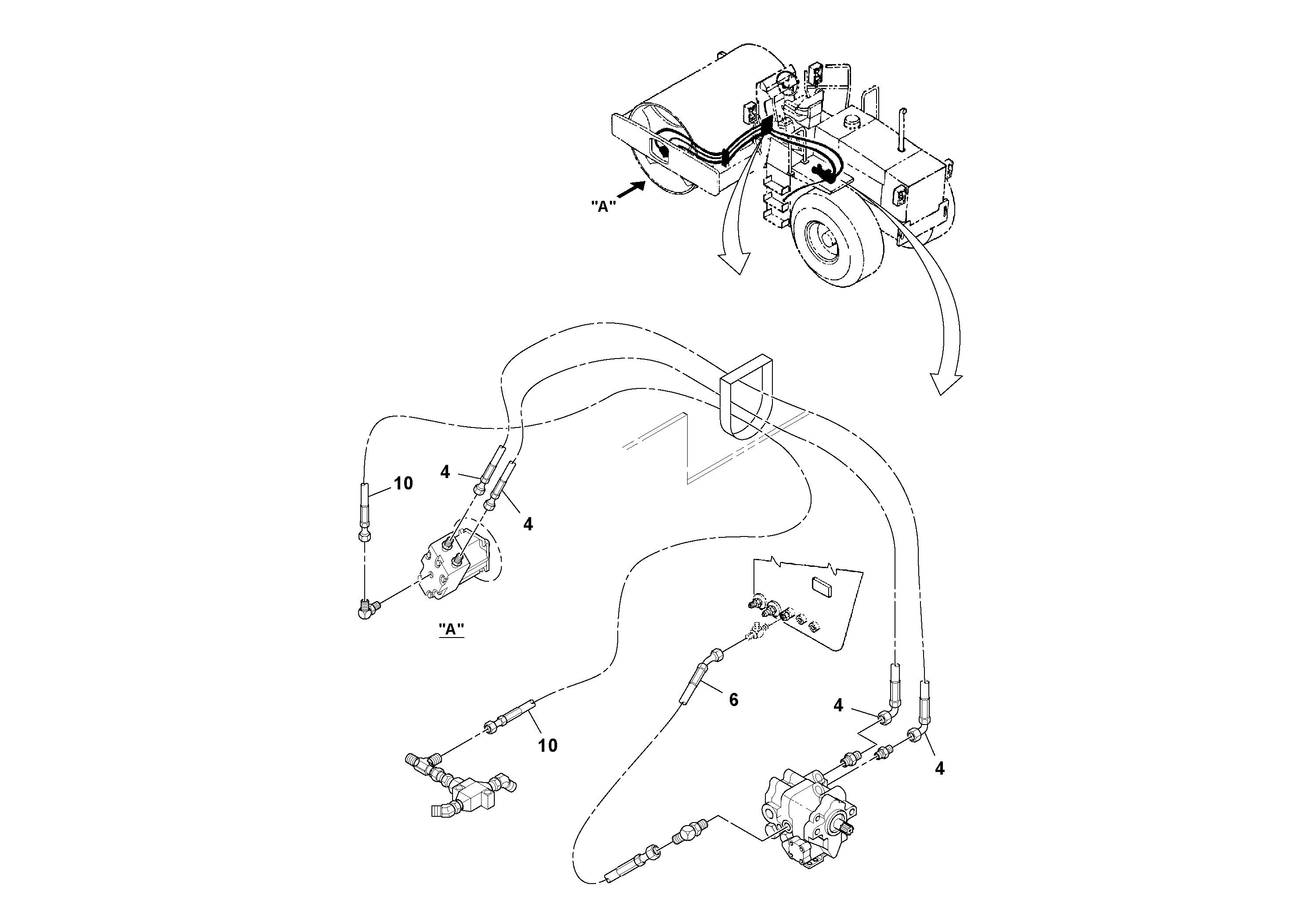 Схема запчастей Volvo SD100C S/N 198060 - - 67462 Vibration Hoses Installation 
