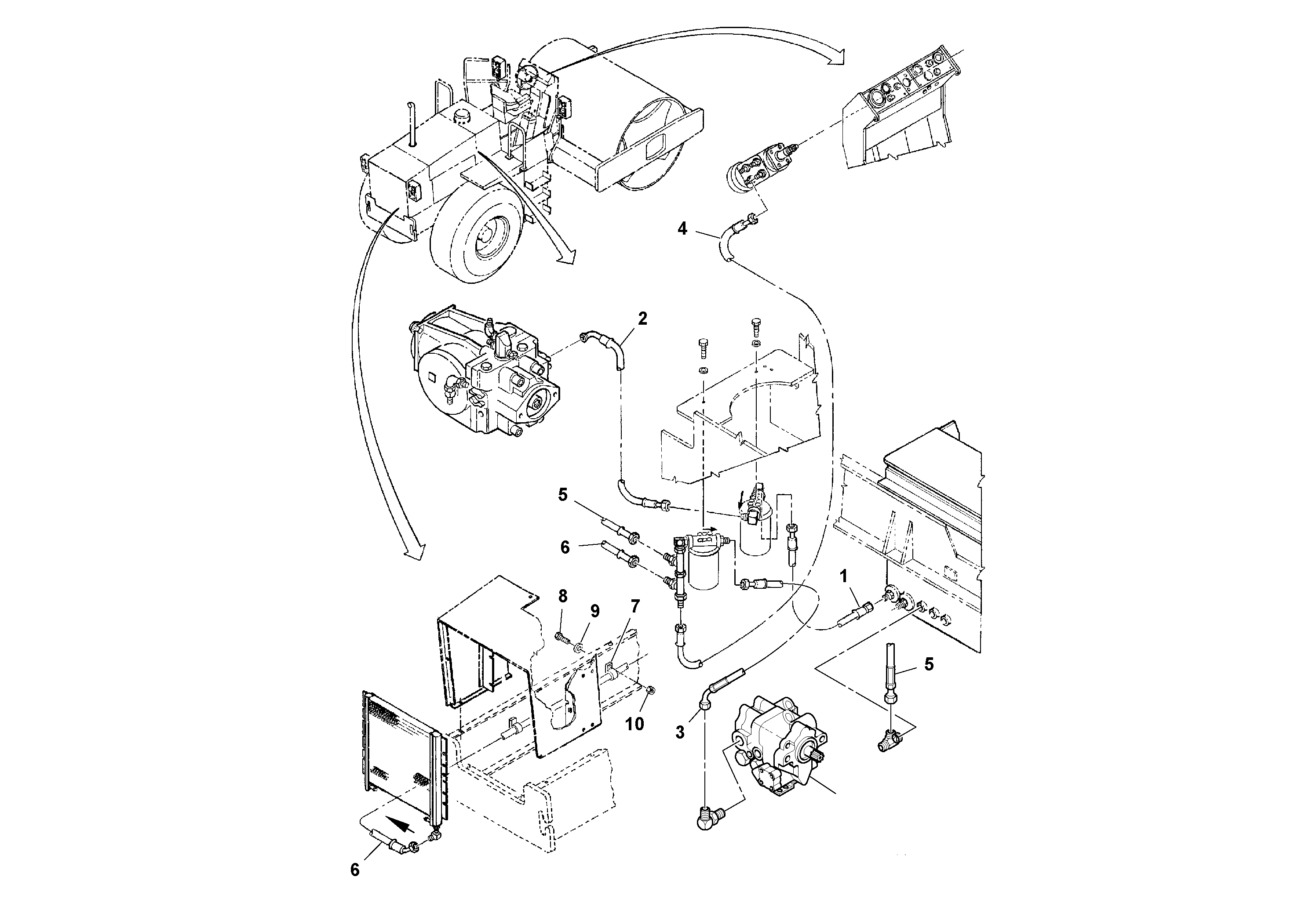 Схема запчастей Volvo SD100C S/N 198060 - - 67679 Filter Hoses Installation 