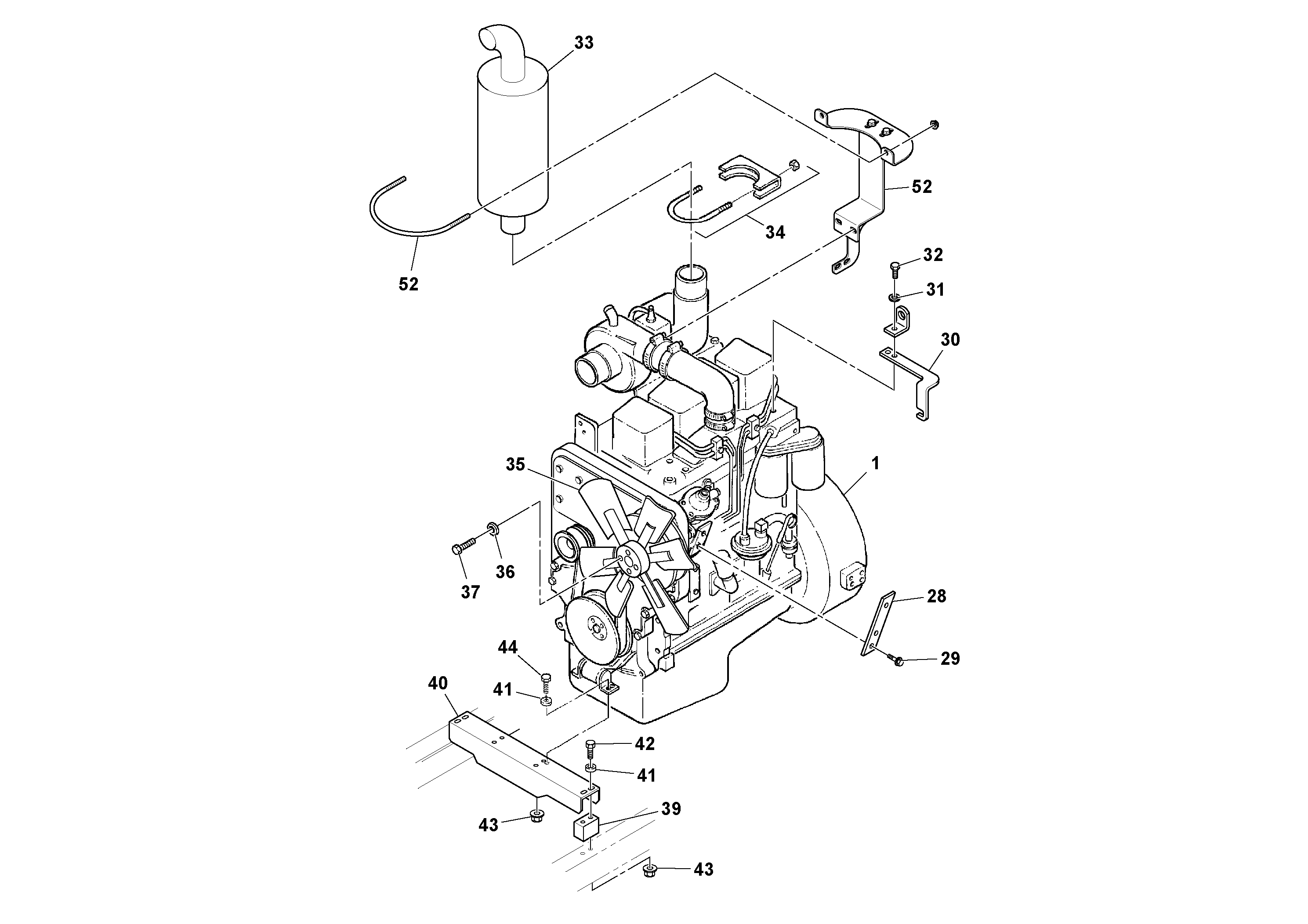 Схема запчастей Volvo SD100C S/N 198060 - - 102611 Engine Installation 
