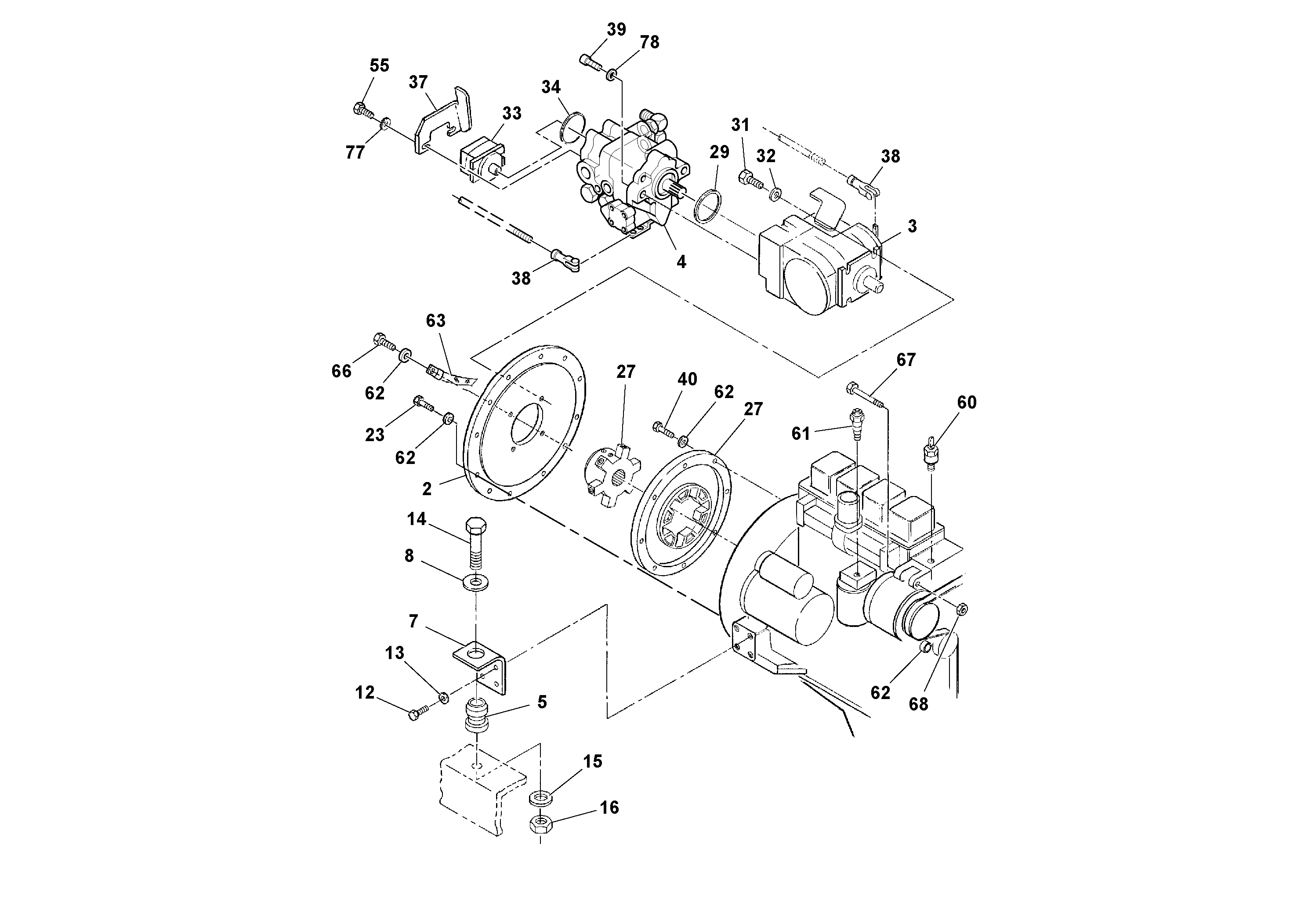 Схема запчастей Volvo SD100C S/N 198060 - - 105336 Engine Installation 
