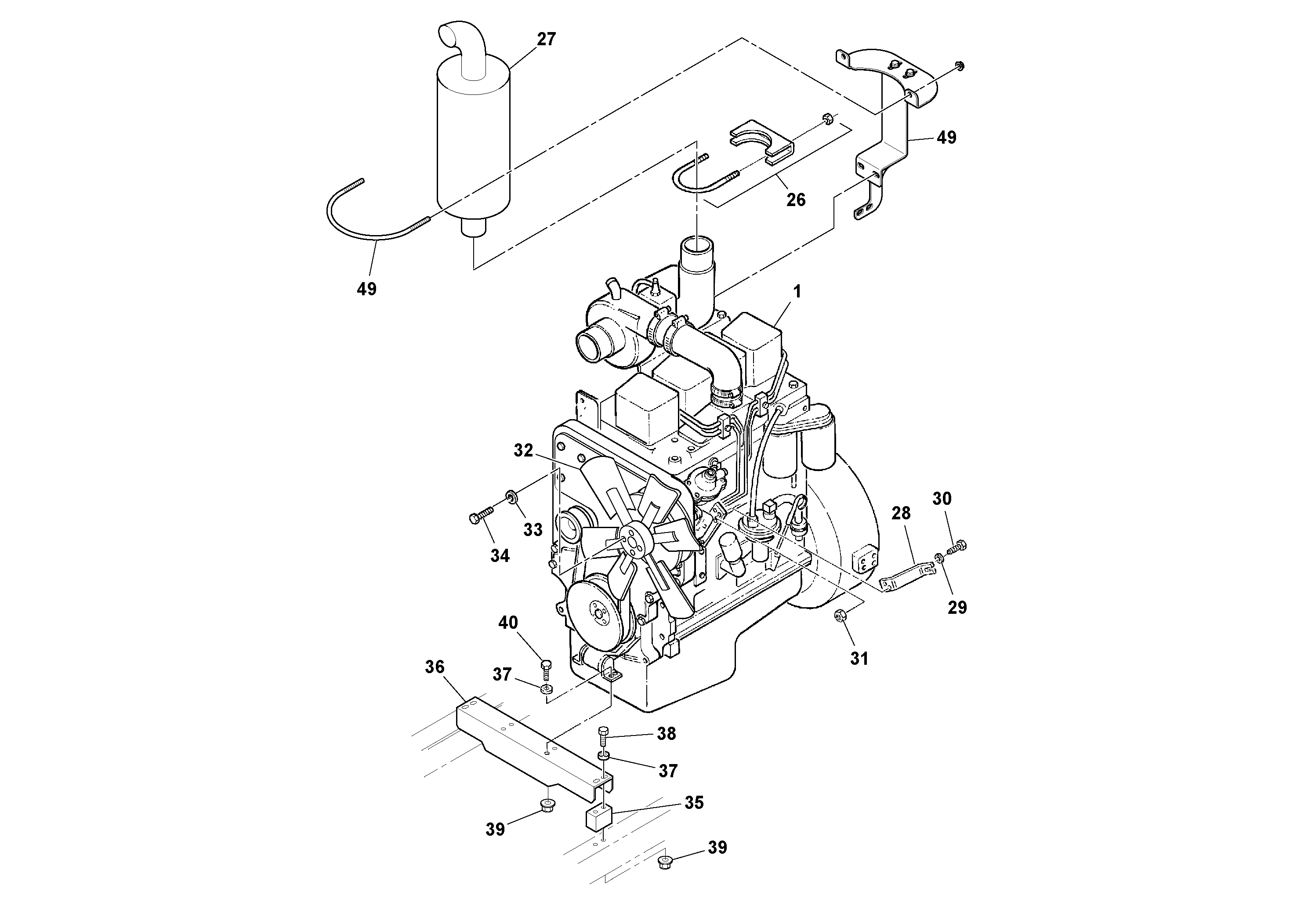 Схема запчастей Volvo SD100C S/N 198060 - - 68393 Engine Installation 
