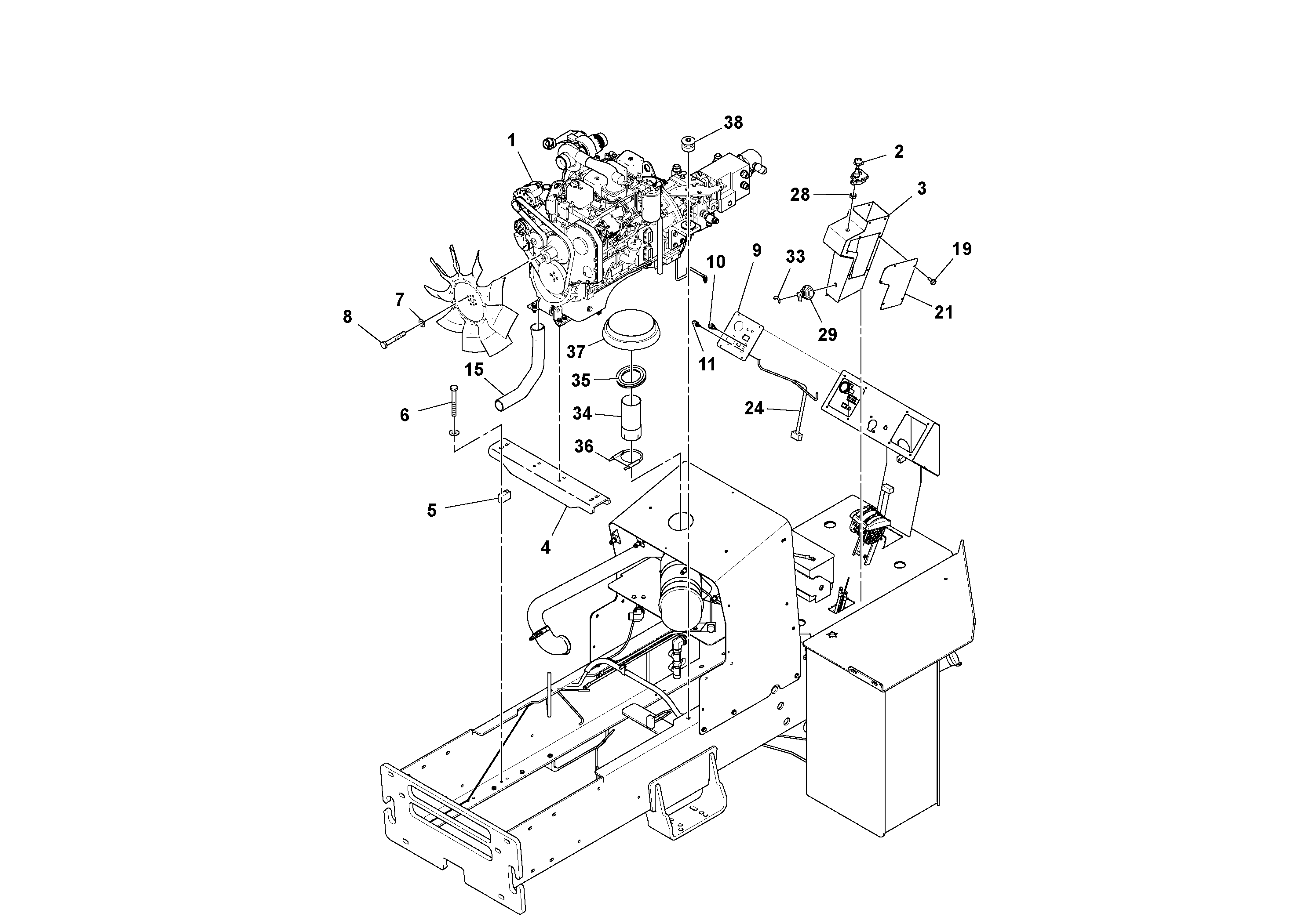 Схема запчастей Volvo SD100C S/N 198060 - - 71003 Epa Engine Installation 