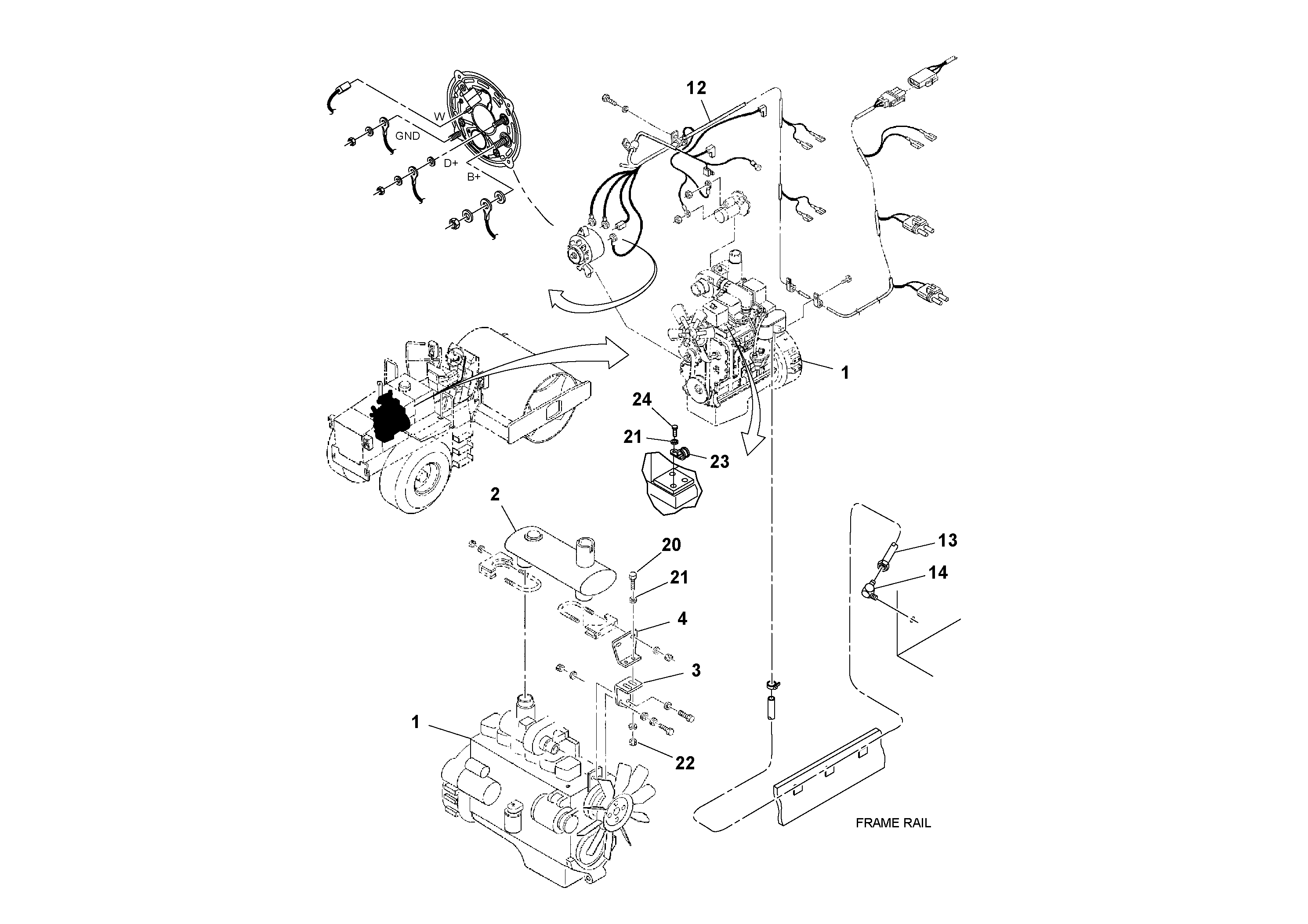 Схема запчастей Volvo SD100C S/N 198060 - - 74503 Epa Engine Installation 