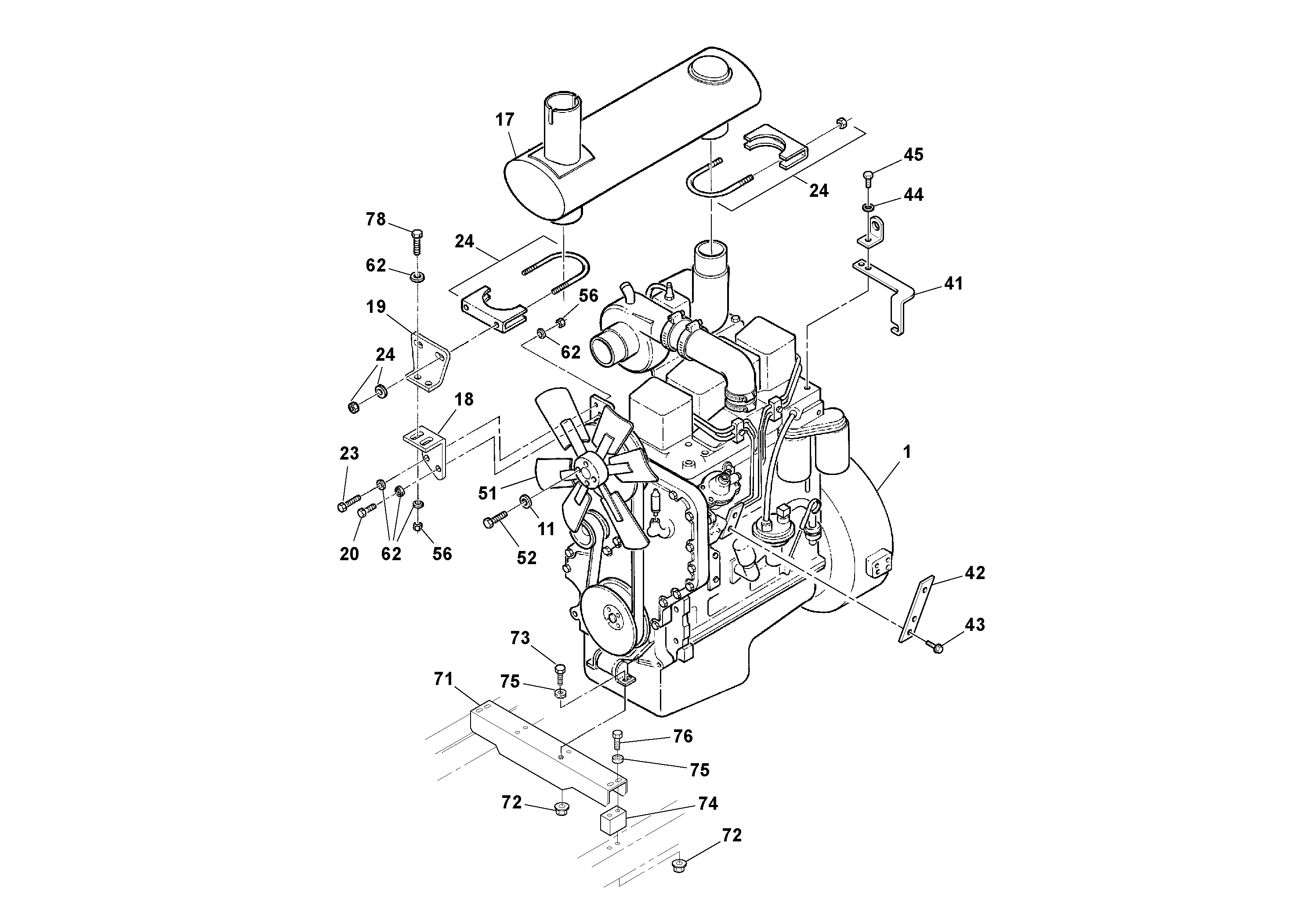 Схема запчастей Volvo SD100C S/N 198060 - - 99202 Engine Installation 