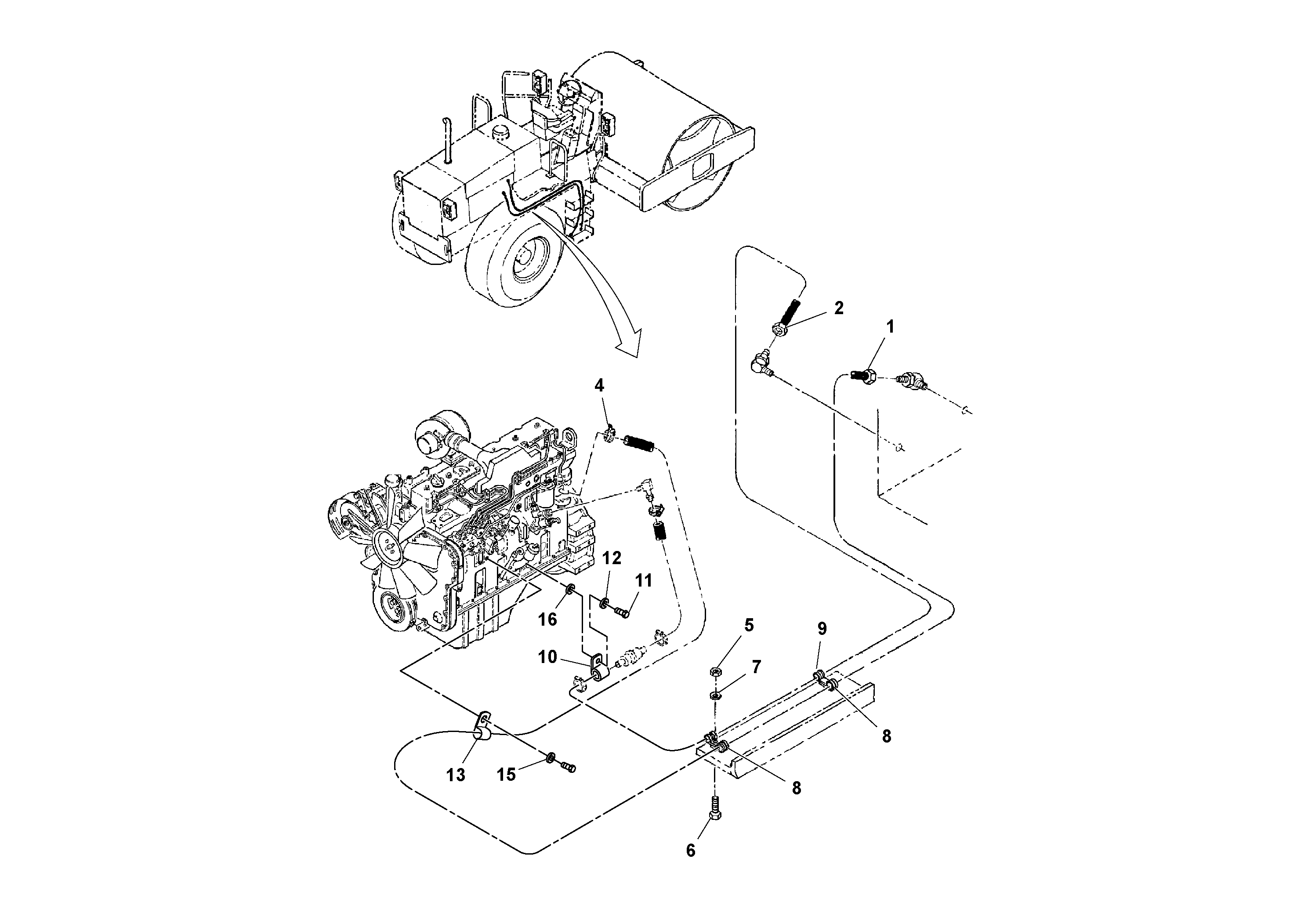 Схема запчастей Volvo SD100C S/N 198060 - - 104991 Fuel Line Assembly 
