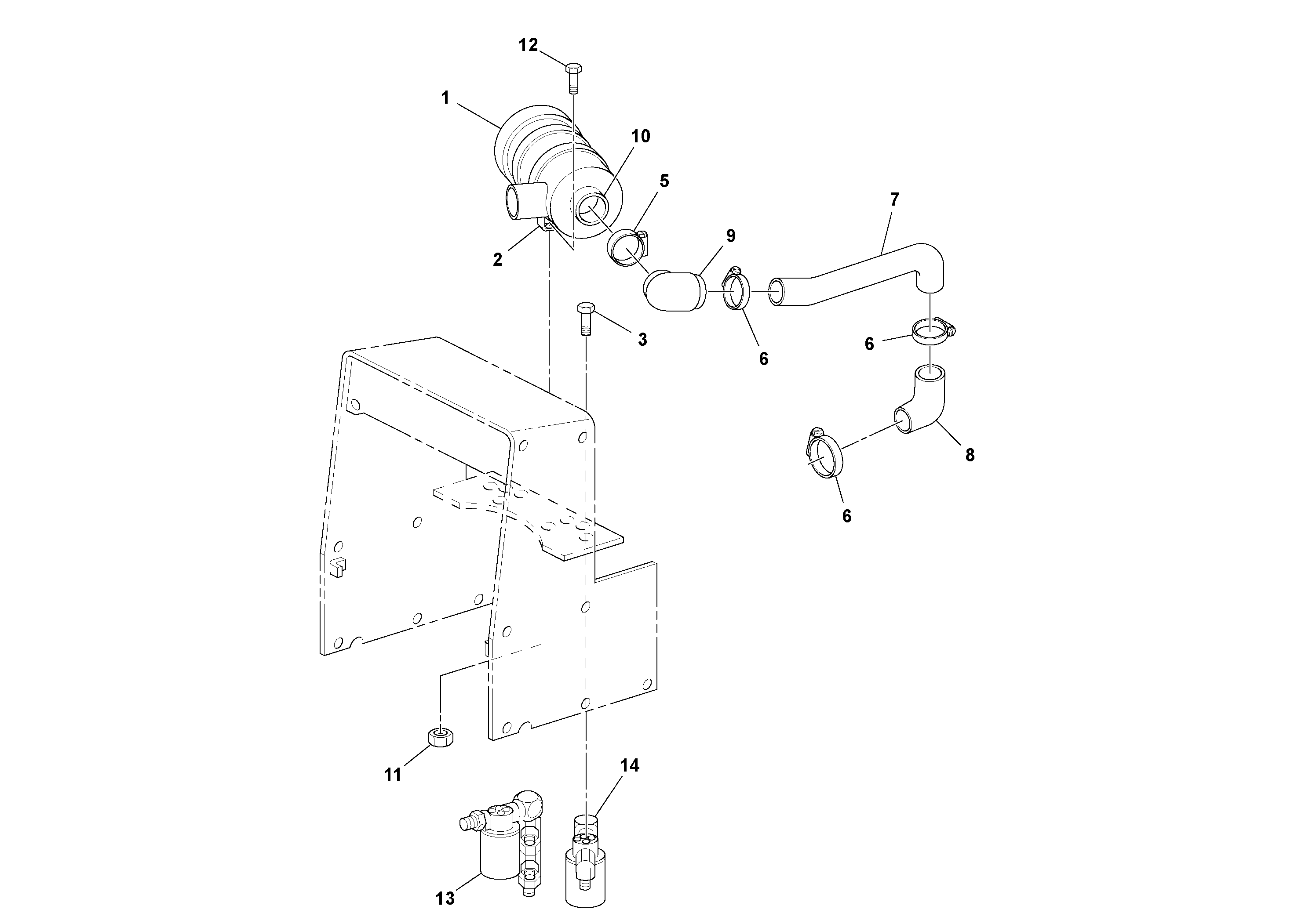 Схема запчастей Volvo SD100C S/N 198060 - - 70984 Air cleaner installation 