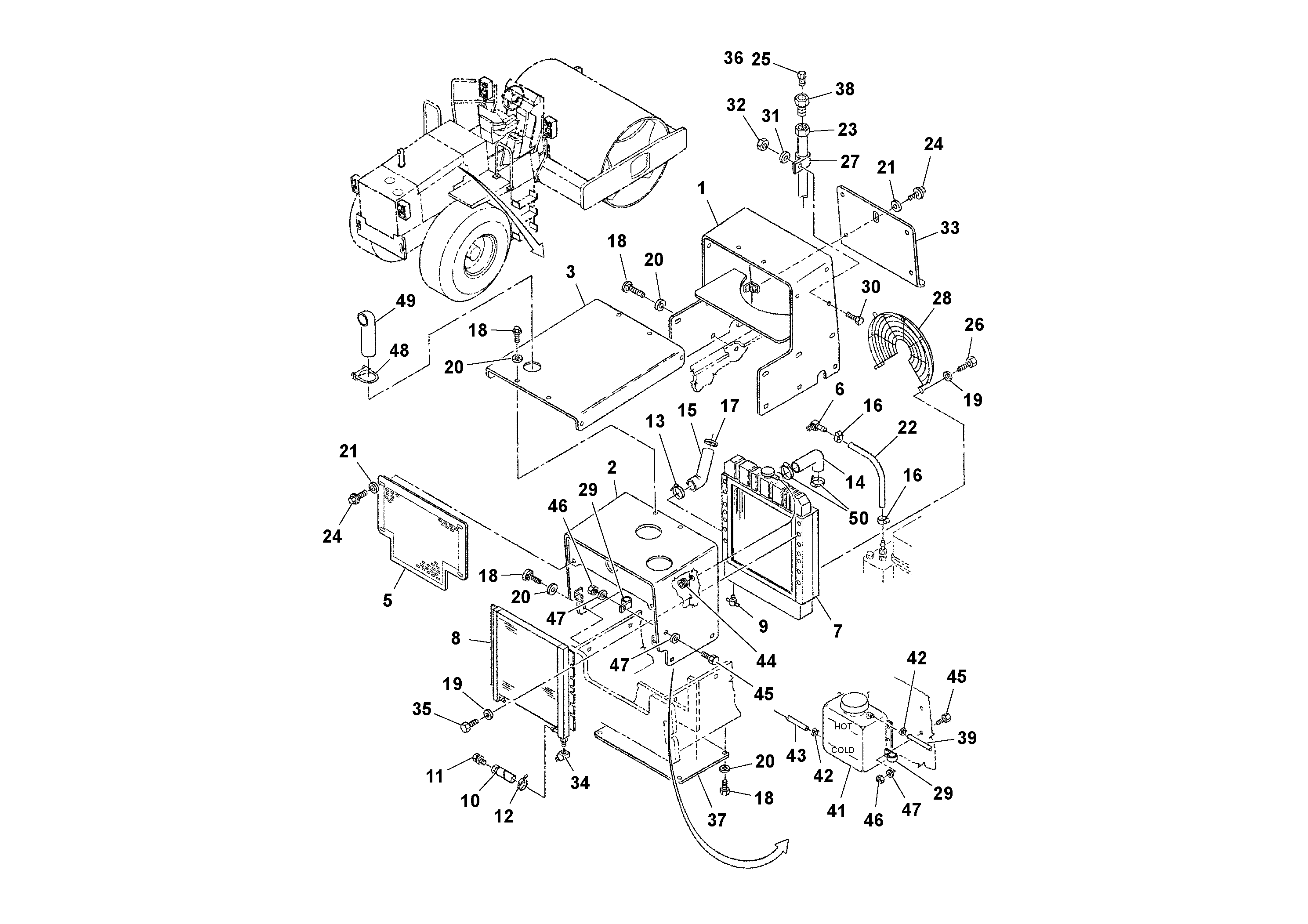 Схема запчастей Volvo SD100C S/N 198060 - - 106871 Engine Cowling and Radiator Installation 