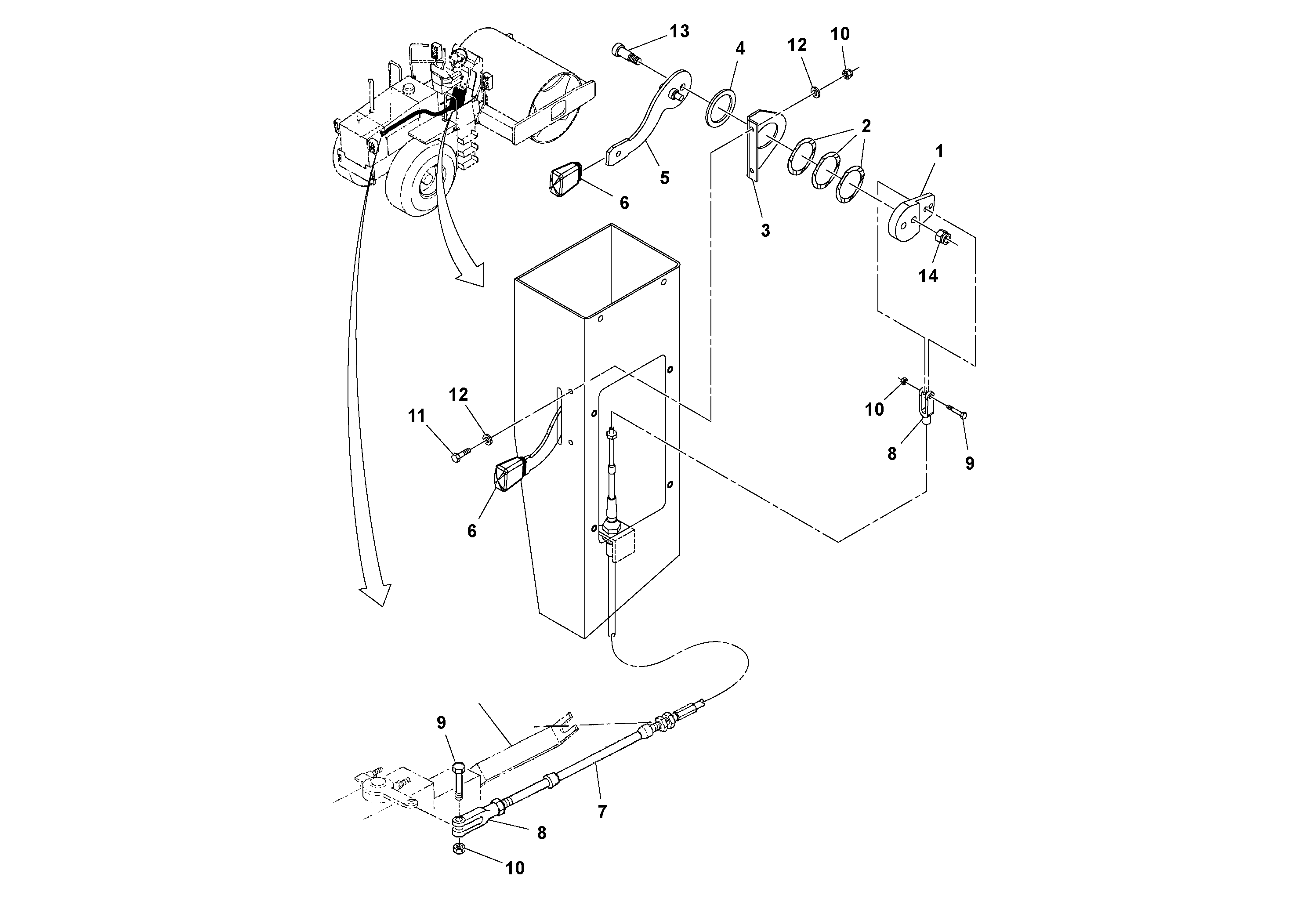 Схема запчастей Volvo SD100C S/N 198060 - - 68871 Throttle Assembly 