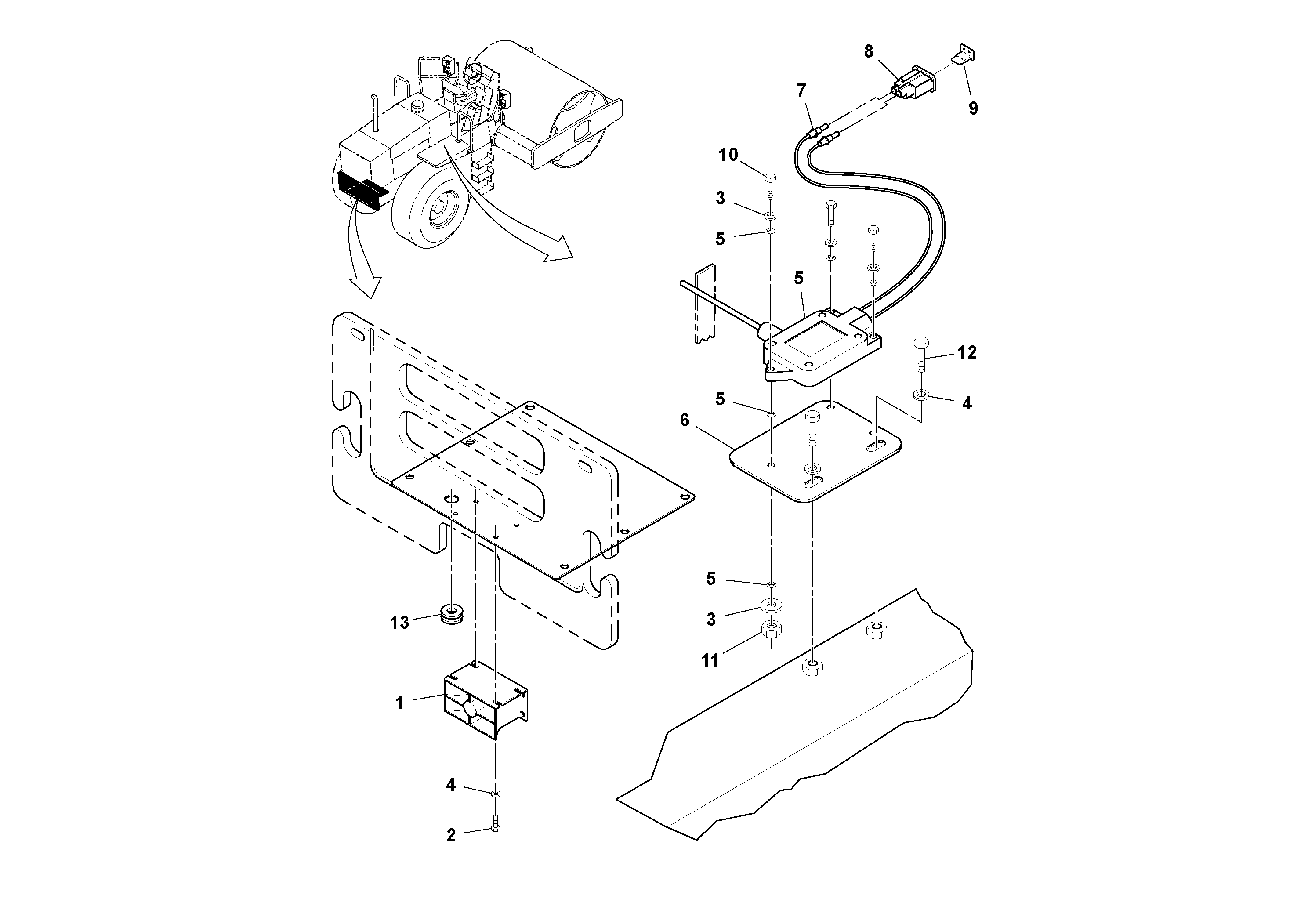 Схема запчастей Volvo SD100C S/N 198060 - - 67474 Back-up Alarm Installation 
