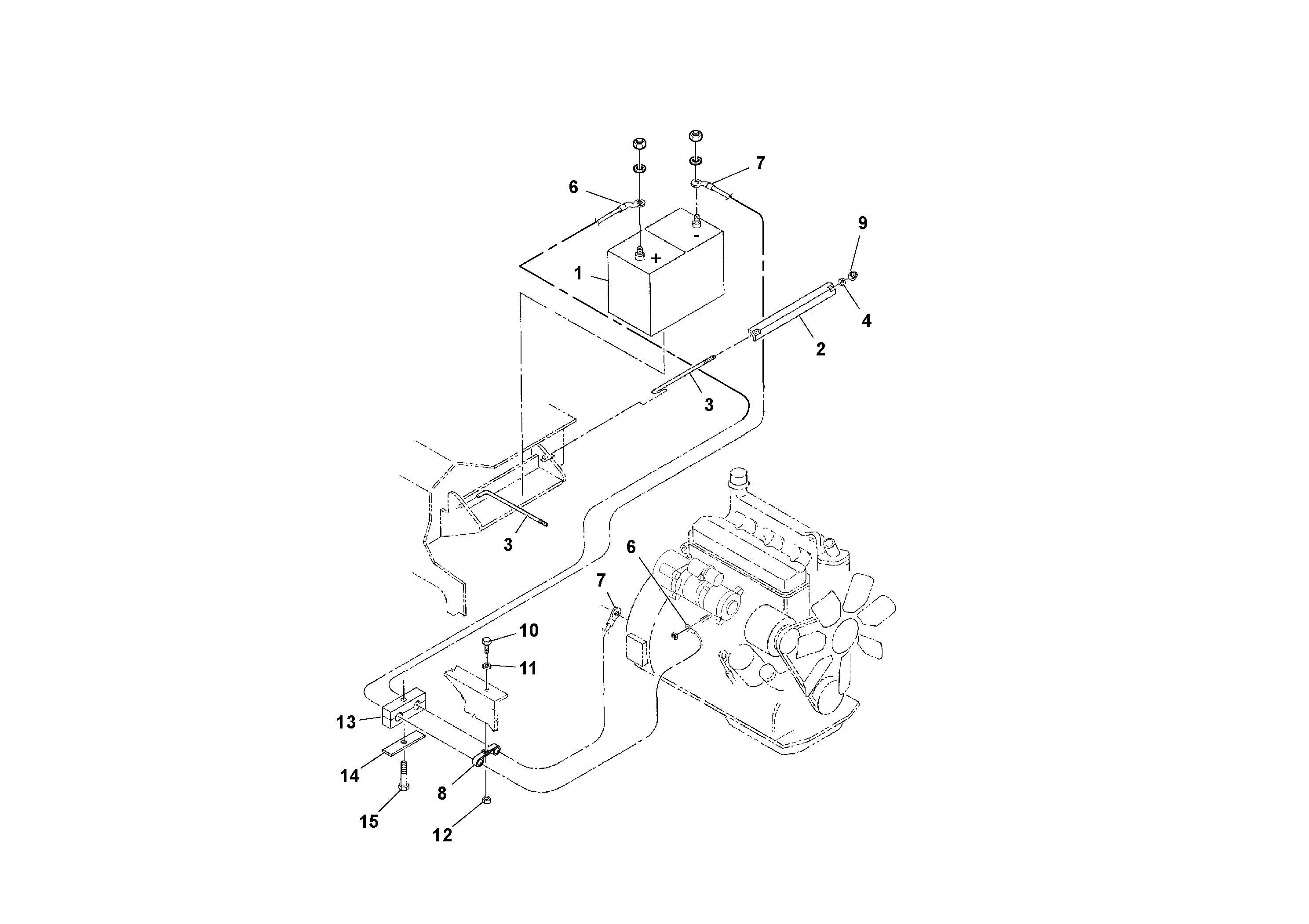 Схема запчастей Volvo SD100C S/N 198060 - - 67832 Battery installation 