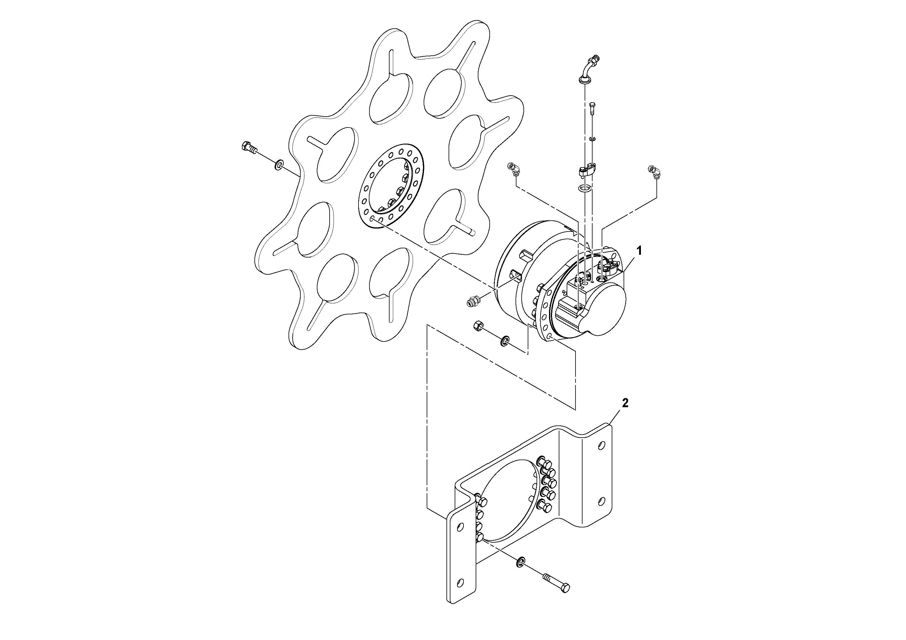 Схема запчастей Volvo SD100C S/N 198060 - - 102661 Heavy-duty Drum Drive Installation 