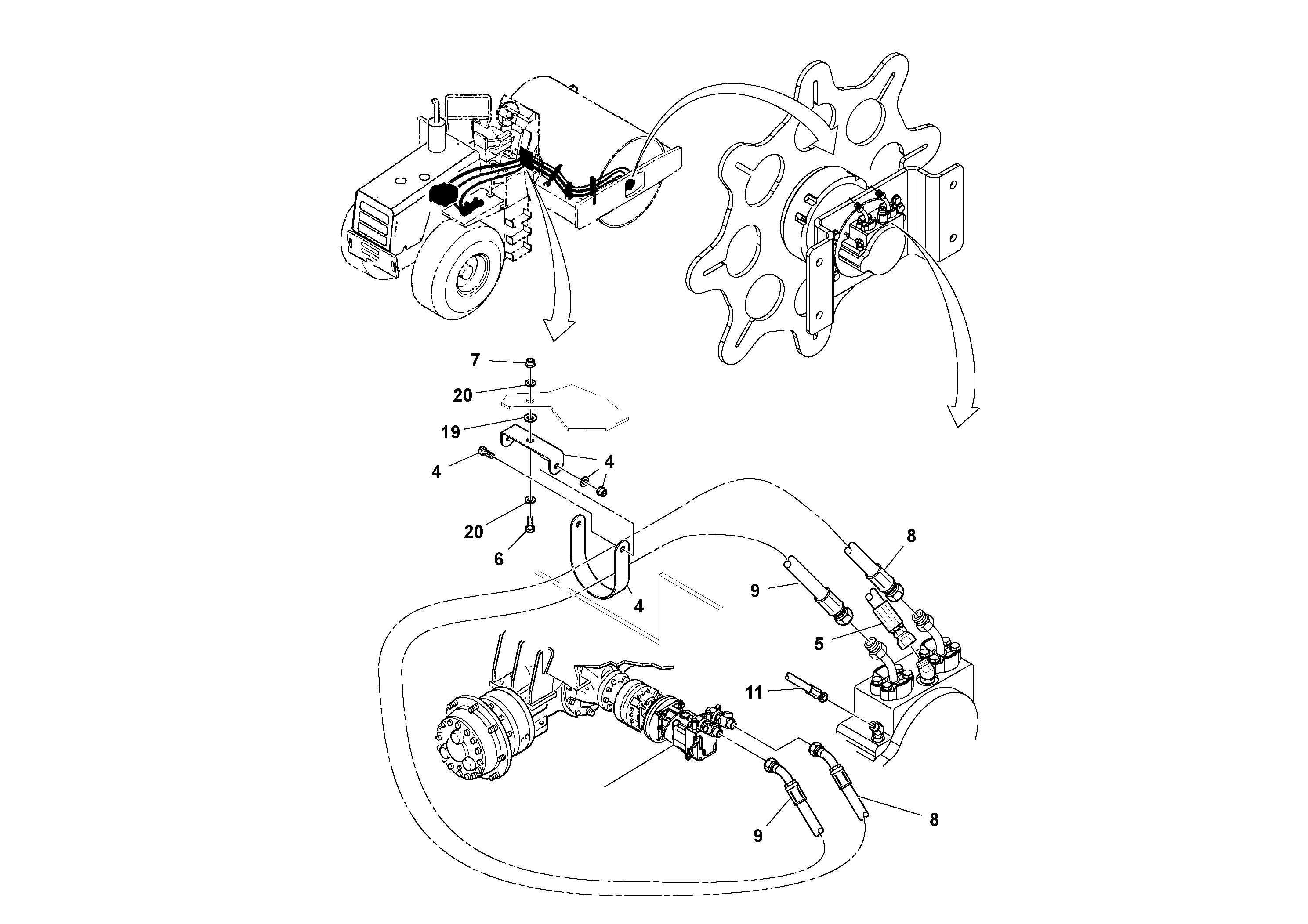 Схема запчастей Volvo SD100C S/N 198060 - - 67578 Traction Hoses 