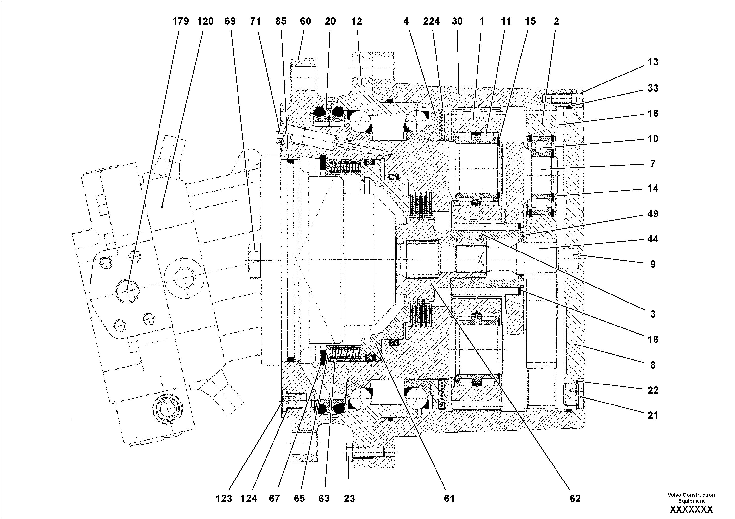 Схема запчастей Volvo SD100C S/N 198060 - - 68896 Drum Drive Motor 
