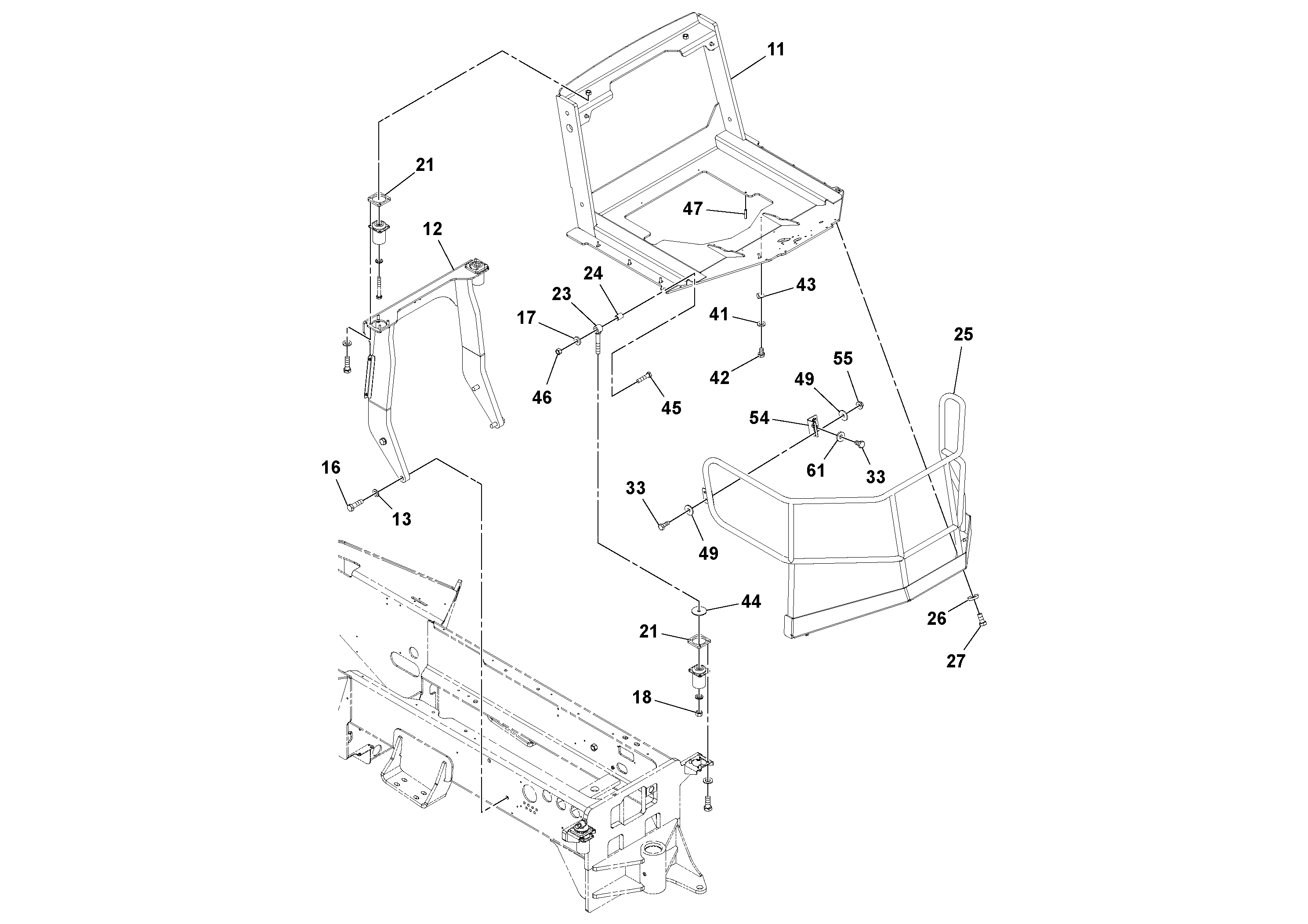 Схема запчастей Volvo SD100D/100F/SD105DX/105F S/N 197389 - - 66611 Operators Platform Installation 