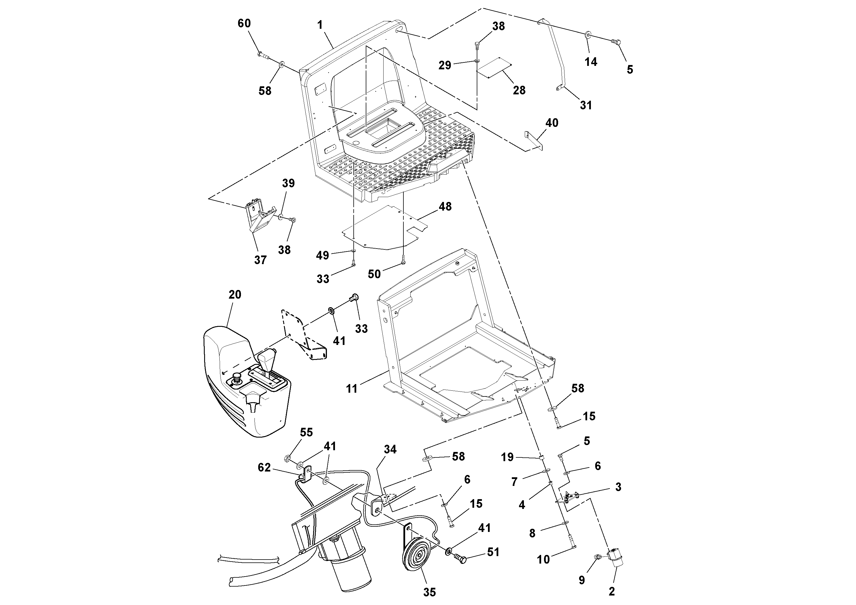 Схема запчастей Volvo SD100D/100F/SD105DX/105F S/N 197389 - - 66994 Operators Platform Installation 