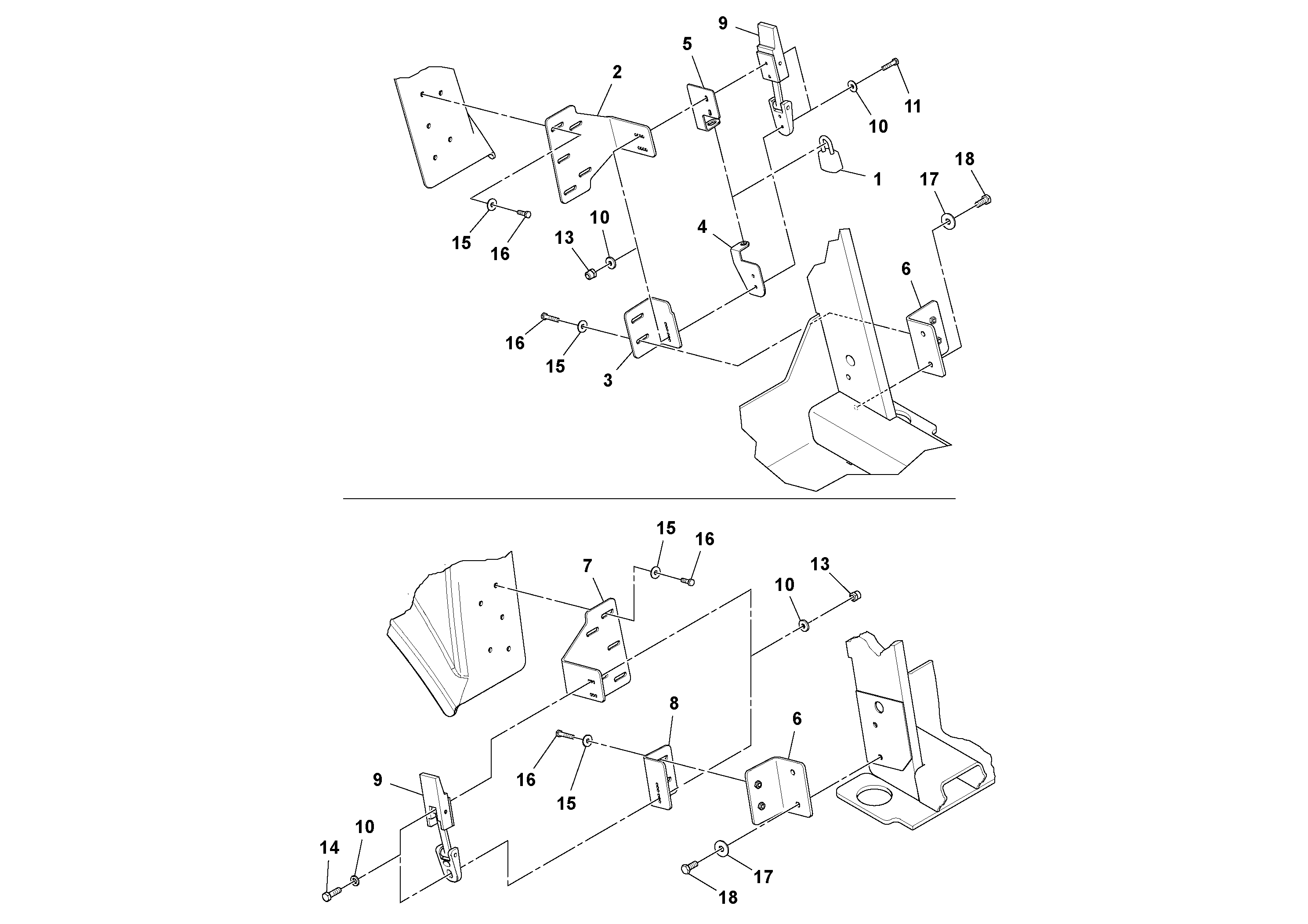Схема запчастей Volvo SD100D/100F/SD105DX/105F S/N 197389 - - 64126 No ROPS/hood lock installation 
