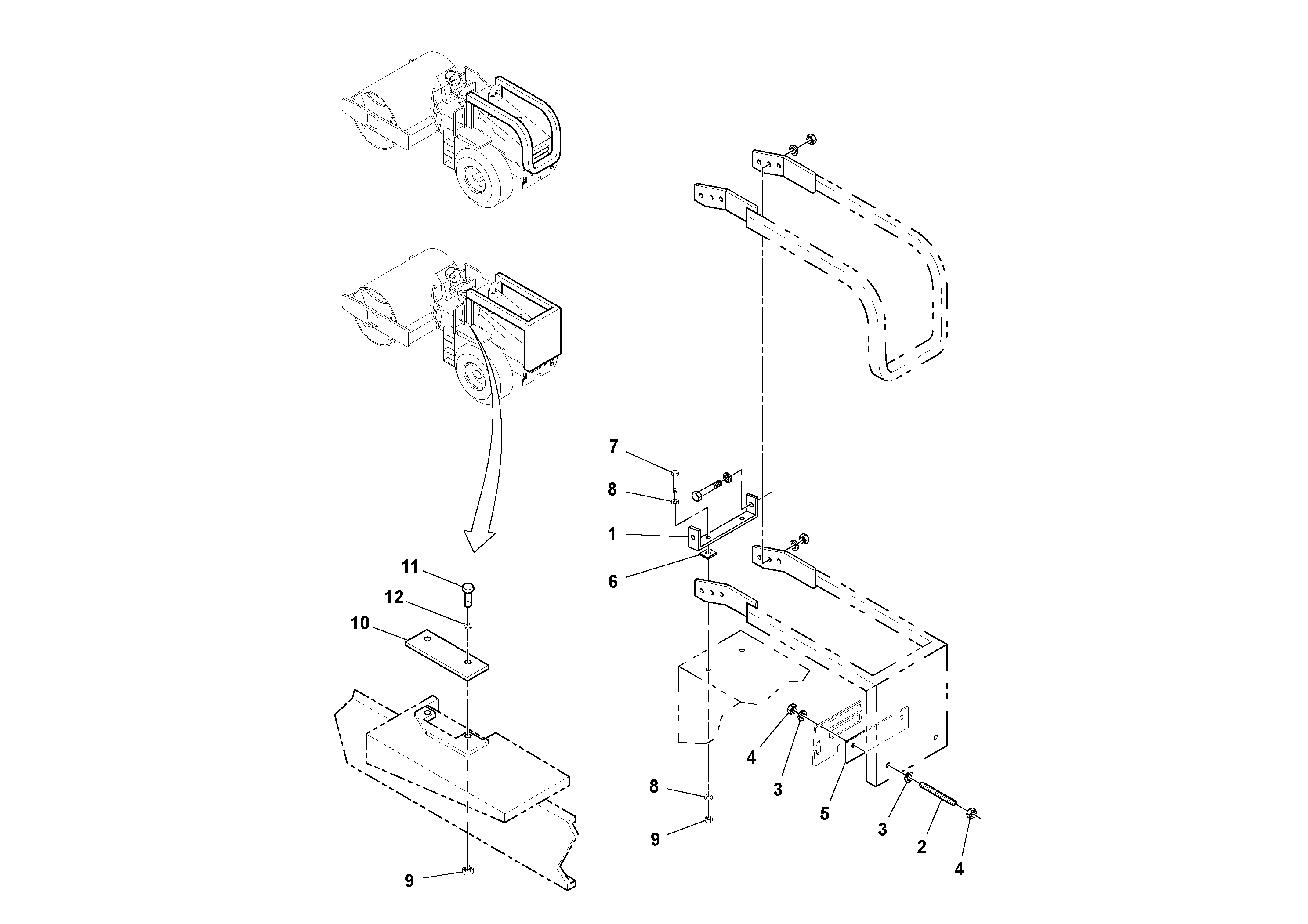 Схема запчастей Volvo SD100D/100F/SD105DX/105F S/N 197389 - - 87319 FOPS Stowage 