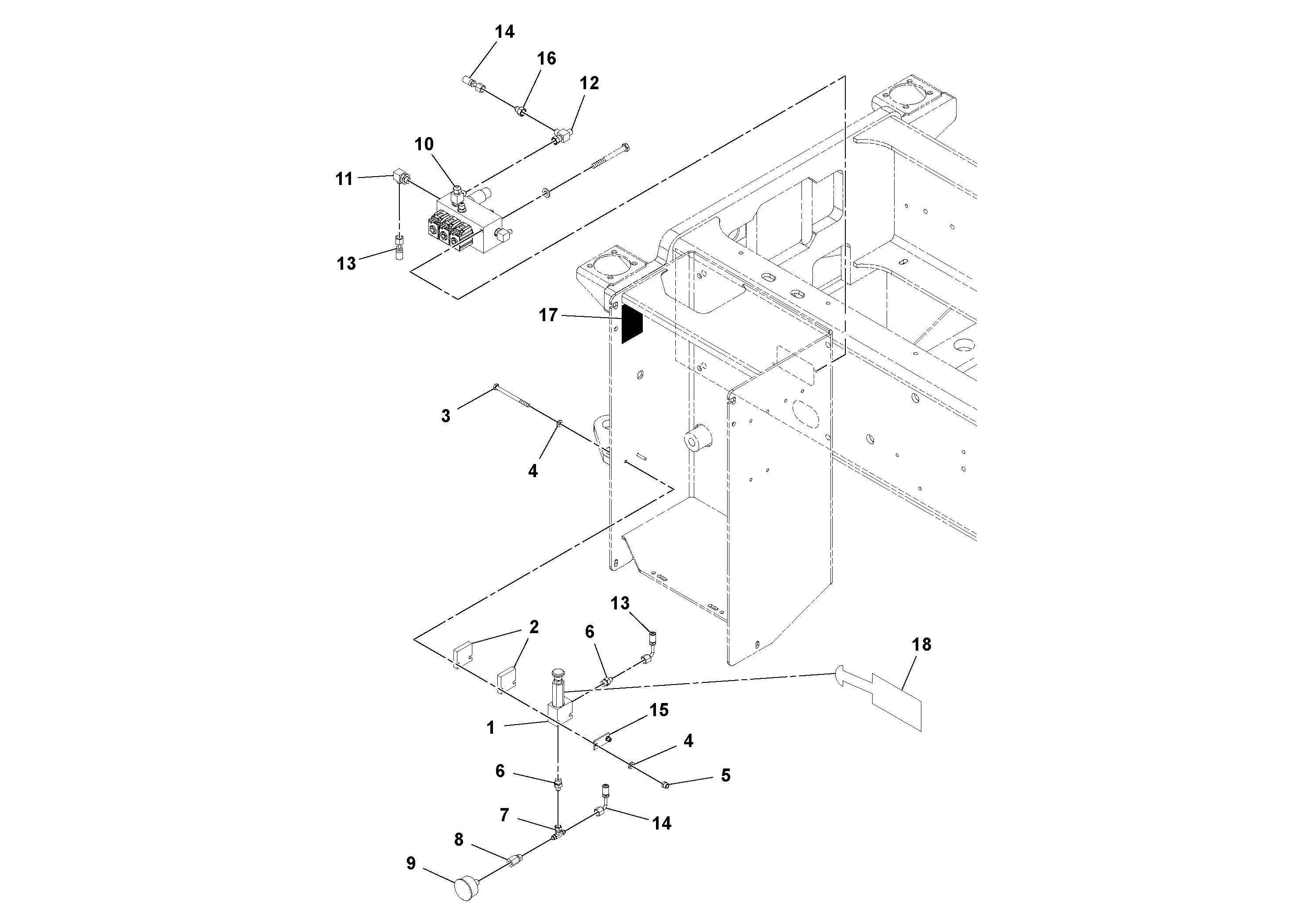 Схема запчастей Volvo SD100D/100F/SD105DX/105F S/N 197389 - - 64742 Tow Valve Installation 
