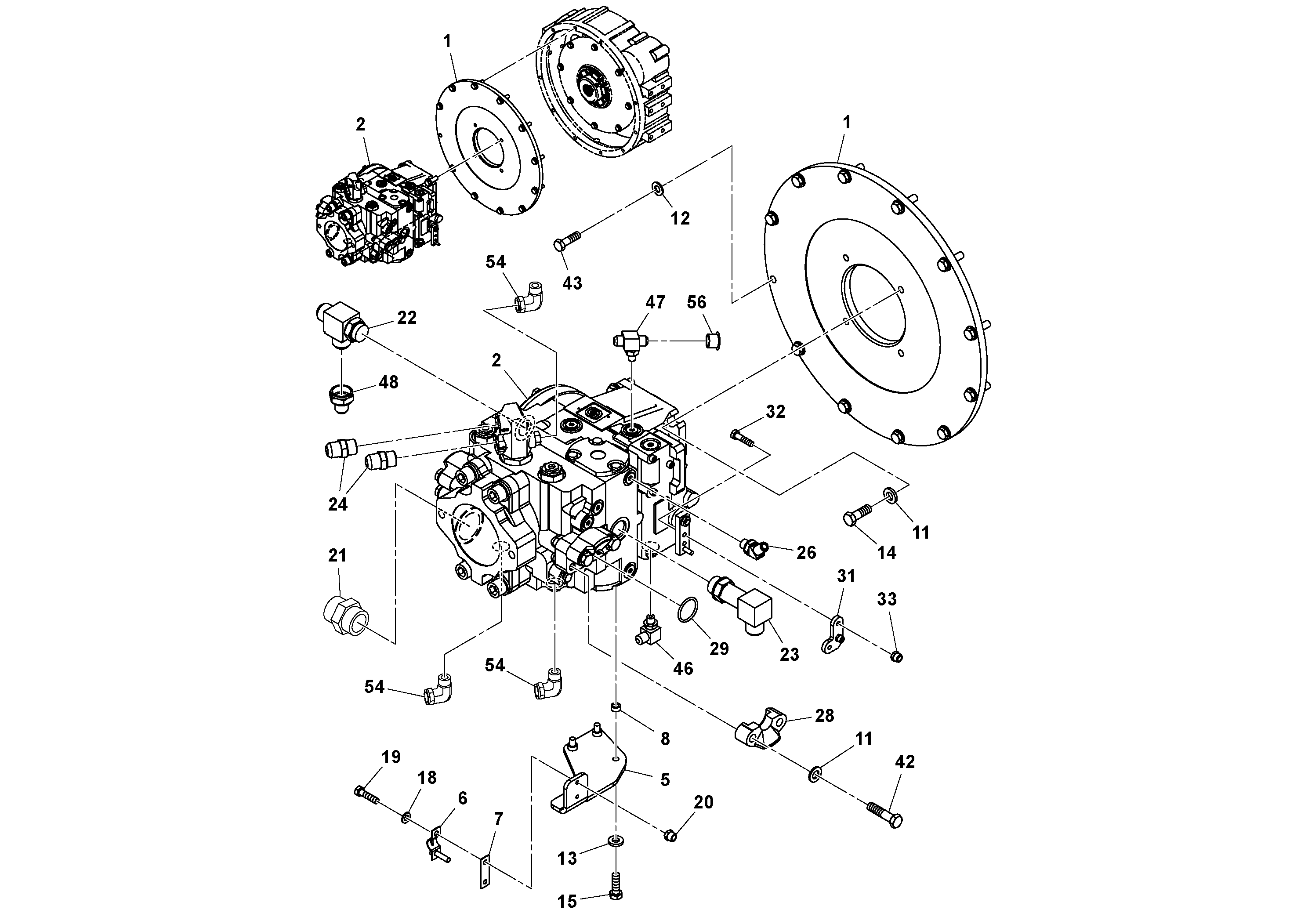 Схема запчастей Volvo SD100D/100F/SD105DX/105F S/N 197389 - - 100113 Pump Stack Assembly 