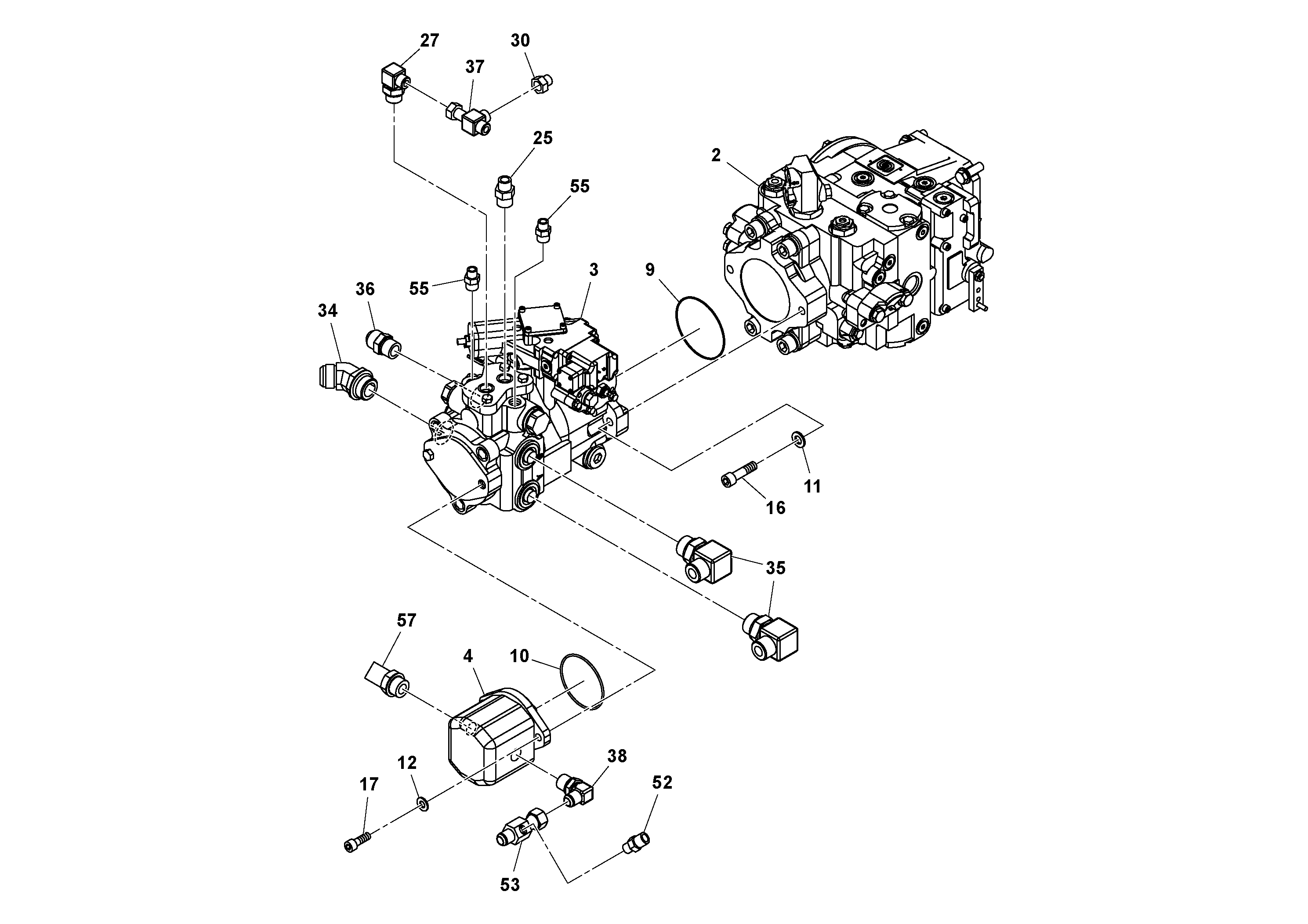 Схема запчастей Volvo SD100D/100F/SD105DX/105F S/N 197389 - - 97947 Pump Stack Assembly 