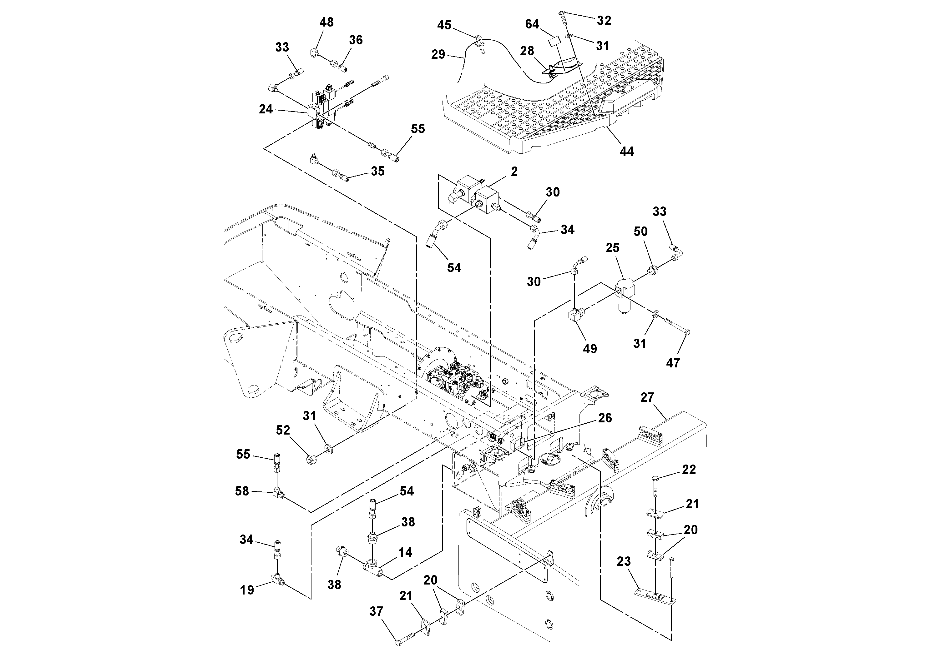Схема запчастей Volvo SD100D/100F/SD105DX/105F S/N 197389 - - 62346 Strike-off Blade Installation 