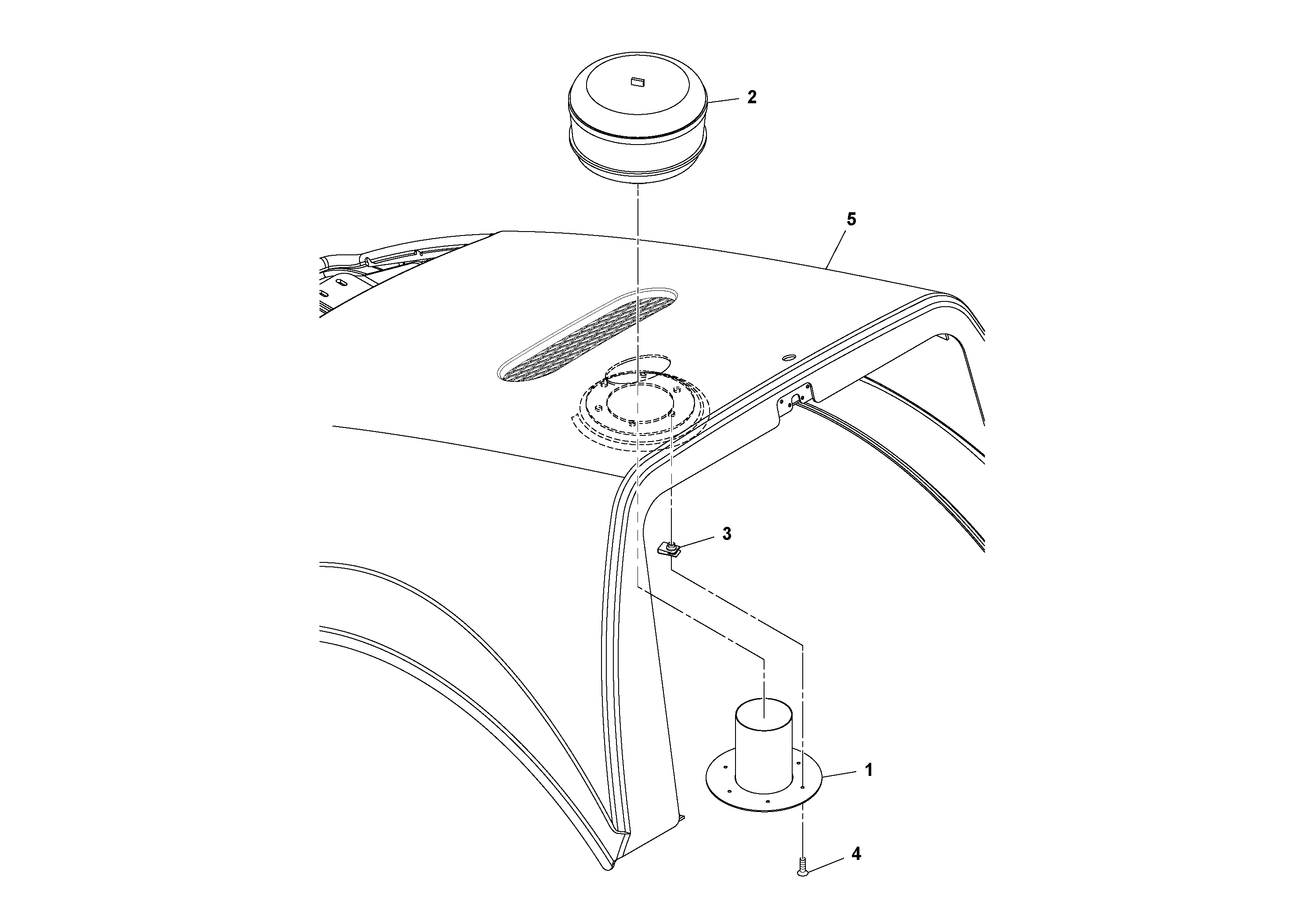 Схема запчастей Volvo SD100D/100F/SD105DX/105F S/N 197389 - - 53742 Air Pre-cleaner Installation 