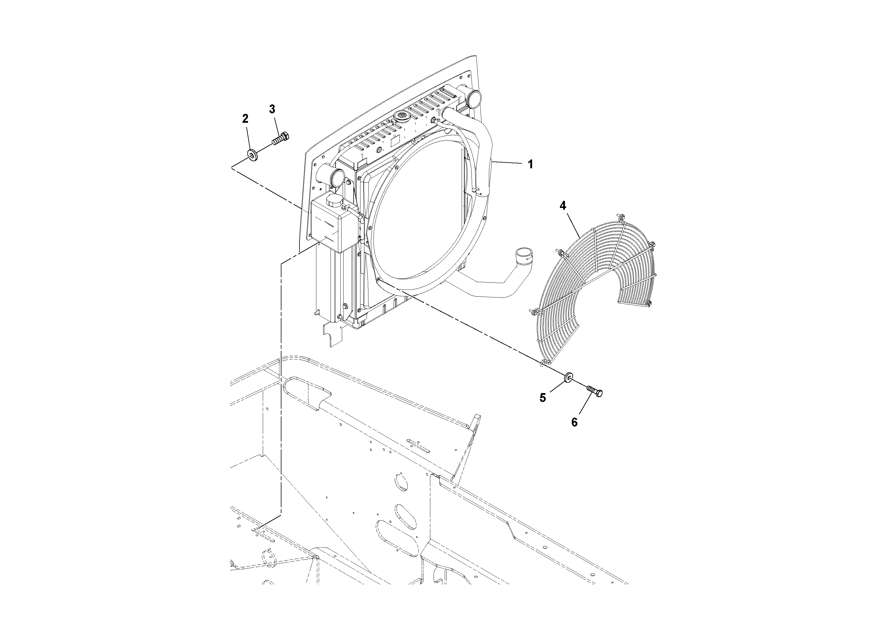 Схема запчастей Volvo SD100D/100F/SD105DX/105F S/N 197389 - - 53743 Radiator/Oil Cooler Installation 