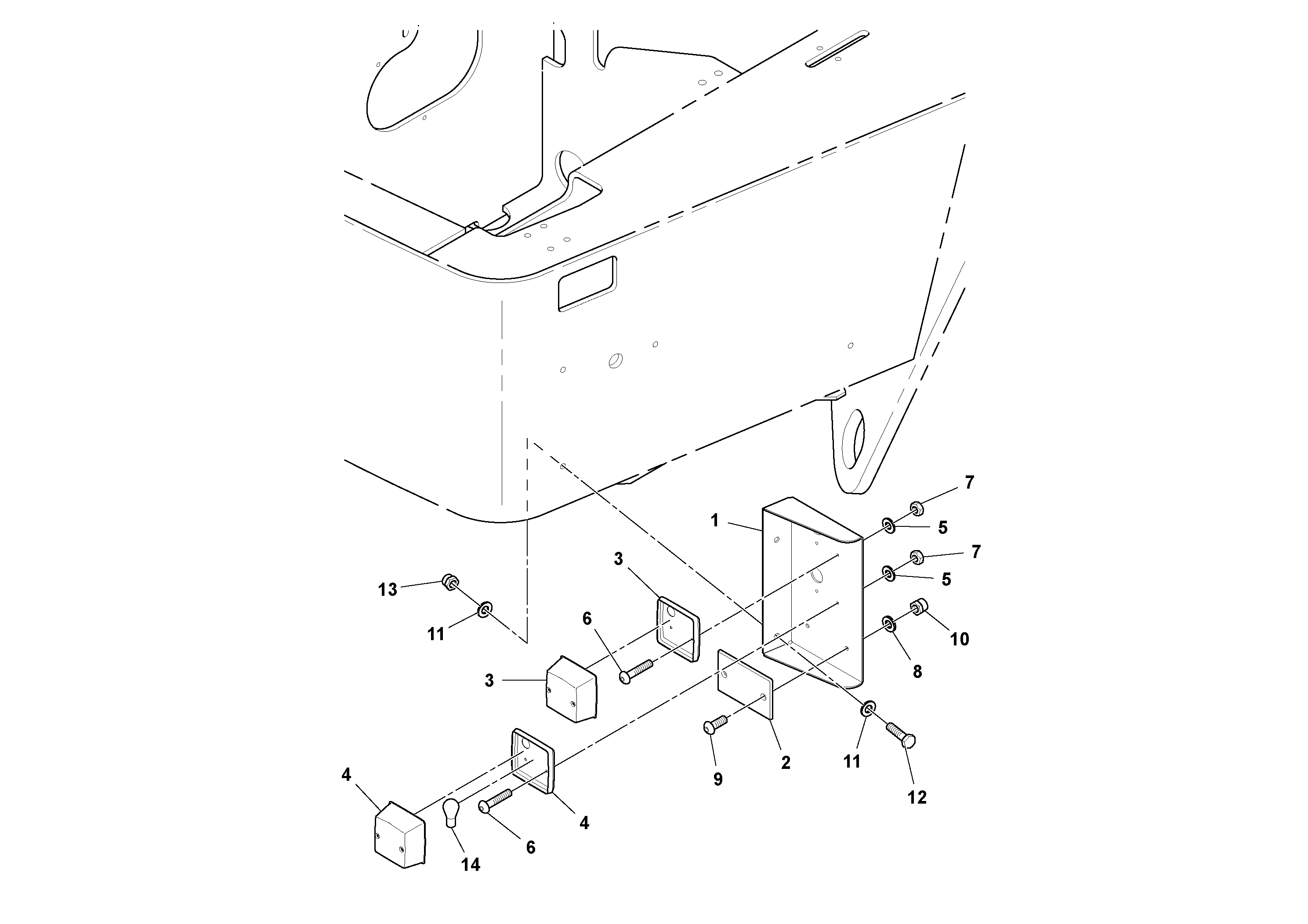 Схема запчастей Volvo SD100D/100F/SD105DX/105F S/N 197389 - - 54840 Rh Rear Signal Assembly 