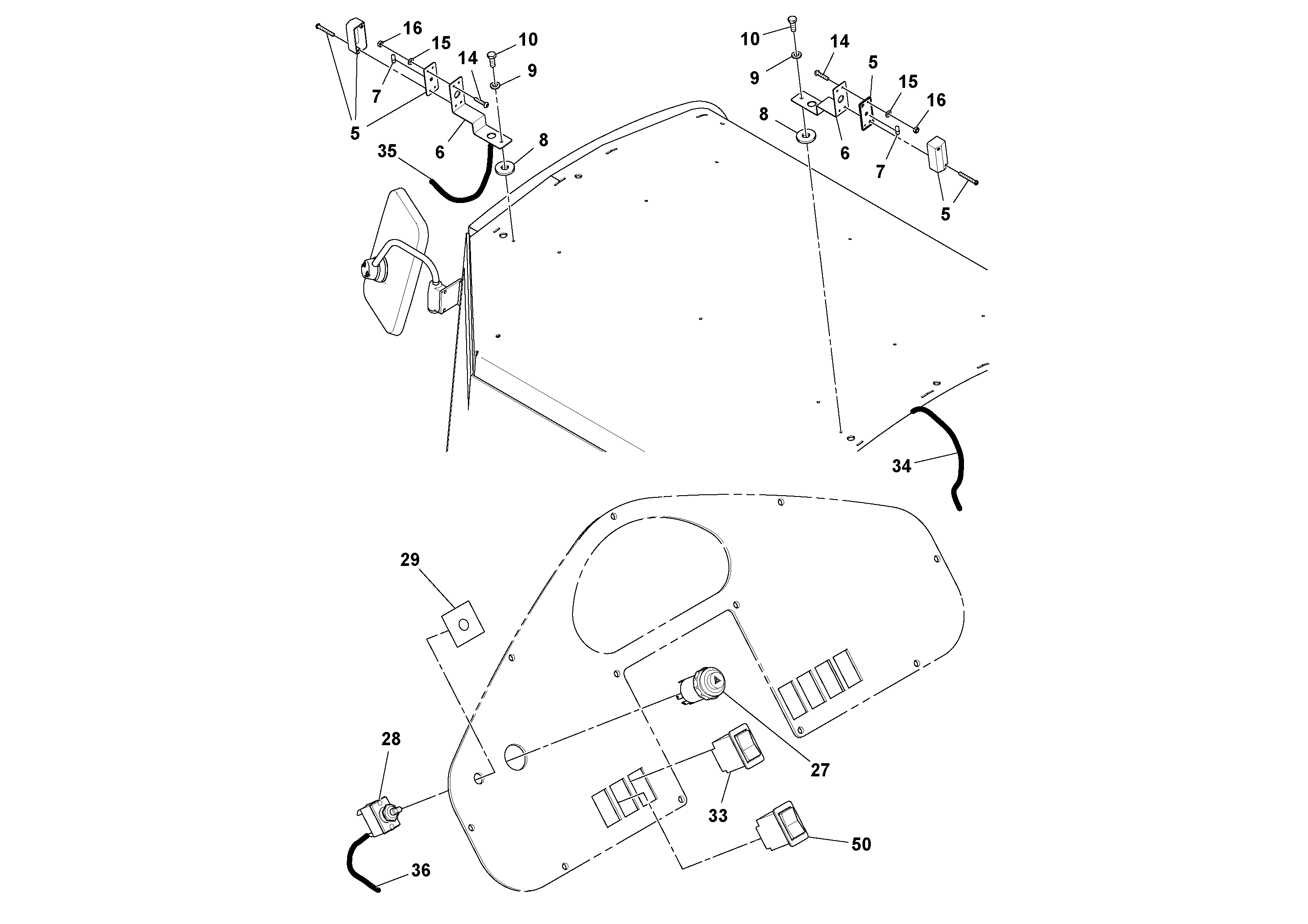 Схема запчастей Volvo SD100D/100F/SD105DX/105F S/N 197389 - - 56142 Headlight Installation 